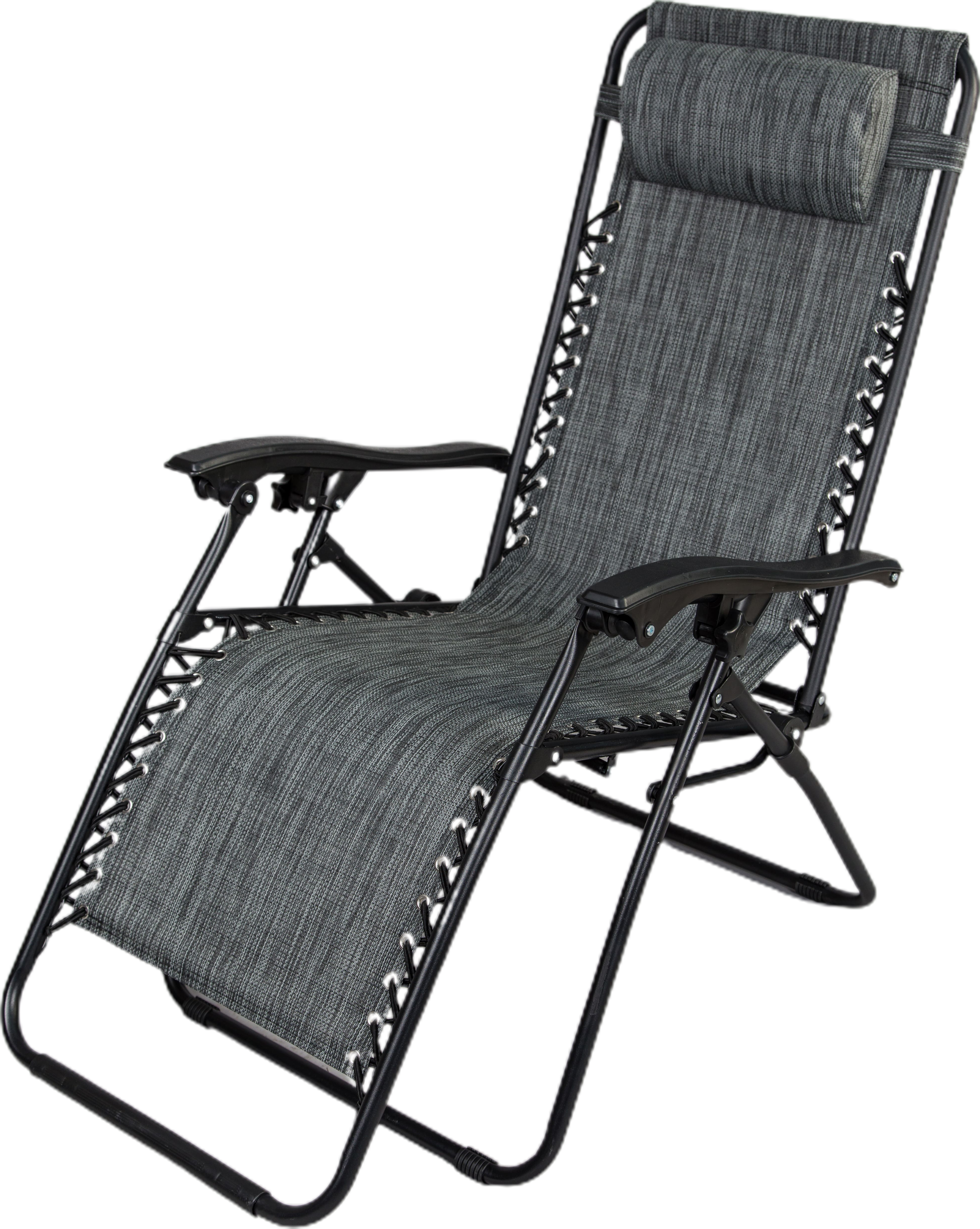 Изображение товара Шезлонг Бриз 165x65x110 см из стали серый складной с подлокотниками