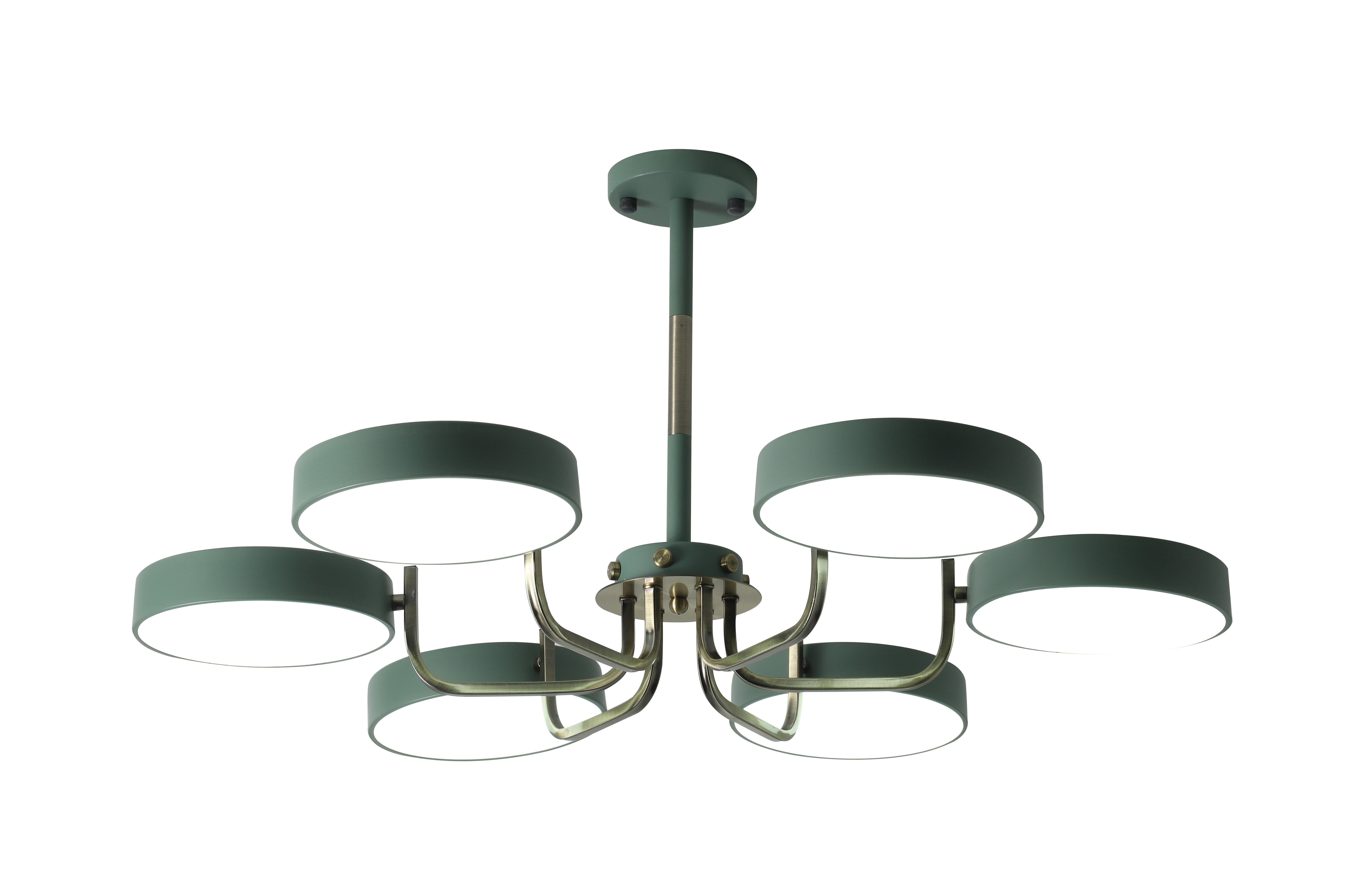 Изображение товара Люстра на штанге светодиодная Lamplandia Borca Green L1313-6 с пультом, 20 м², регулируемый белый свет, цвет зеленый