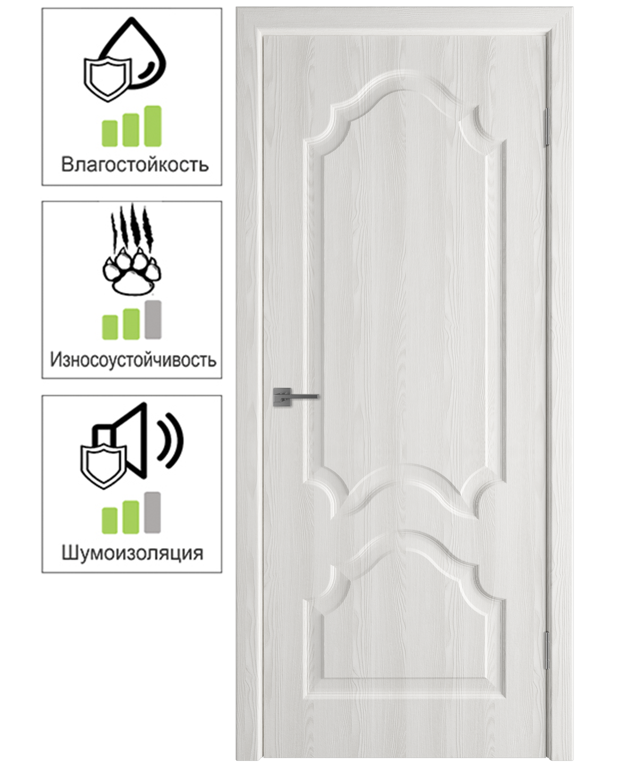 Изображение товара Дверь межкомнатная Венеция глухая ПВХ цвет белёный дуб 60x200 см (с замком и петлями)