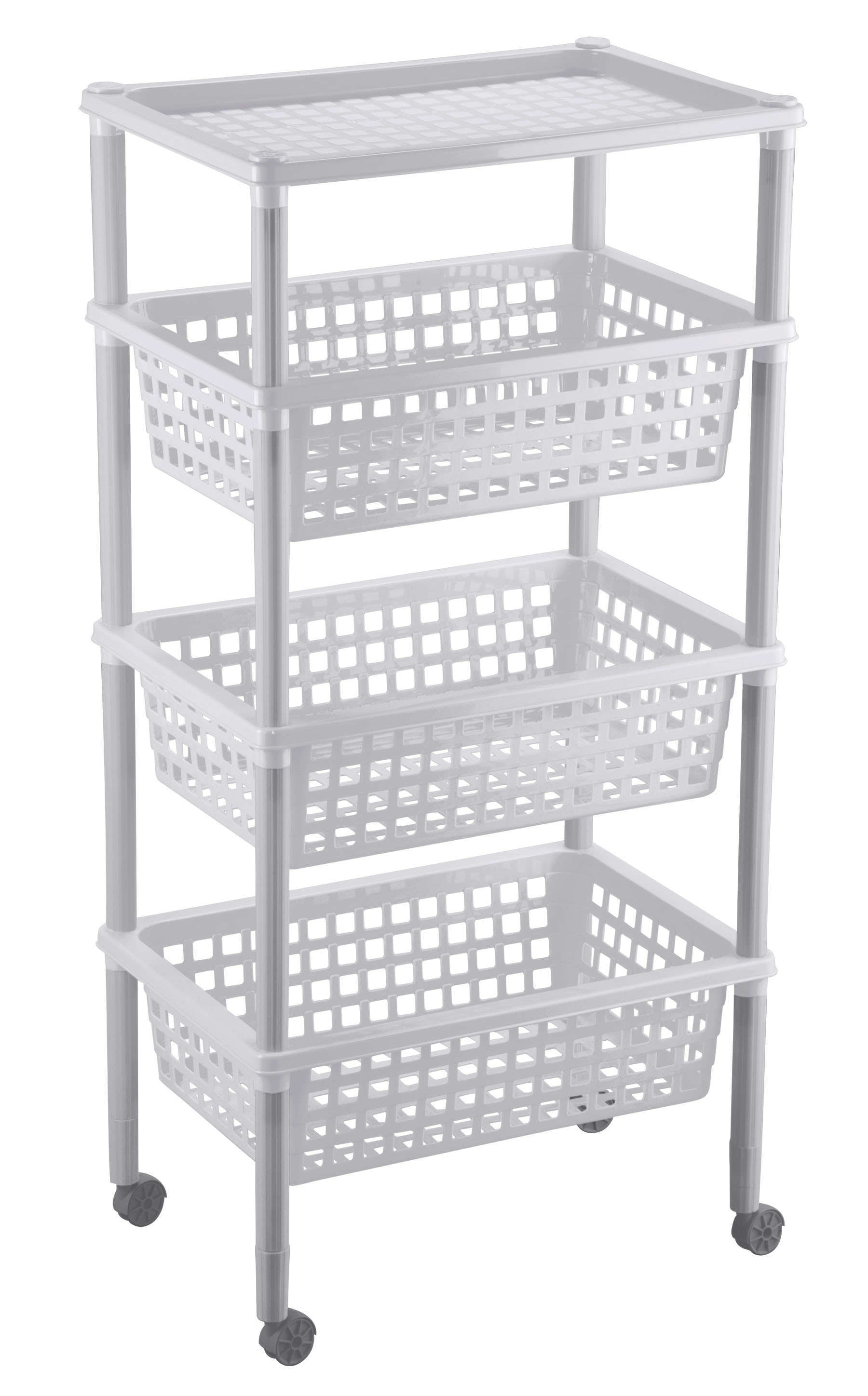 Изображение товара Этажерка "Элиза" 3 Корзины + 1 Полка 420x290x880 Мм (Светло-Серый)