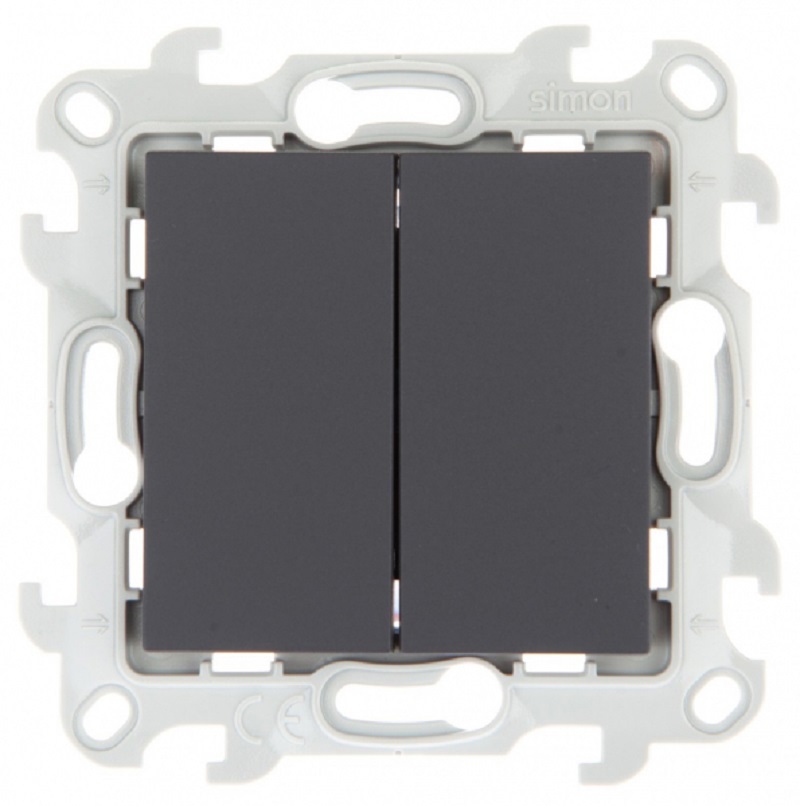 Изображение товара Переключатель Simon 24 2410397-038 графит двухклавишный встроенный