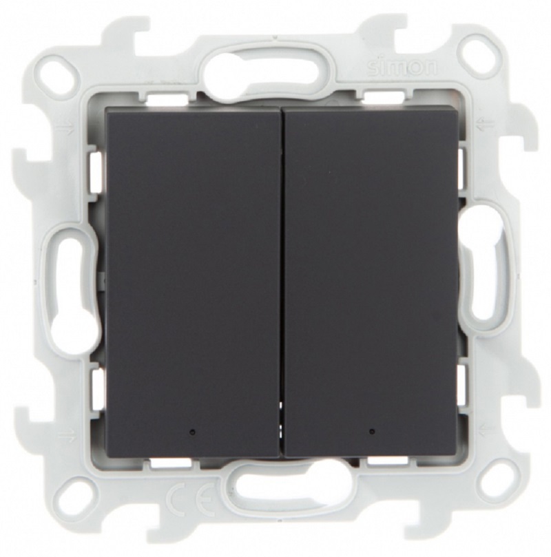 Изображение товара Simon 24 графит дву клавишный выключатель с подсветкой 2450392-038 графит