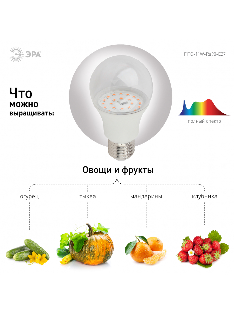 Изображение товара Лампа полного спектра ЭРА FITO-11W-Ra90-E27 (36/2592)