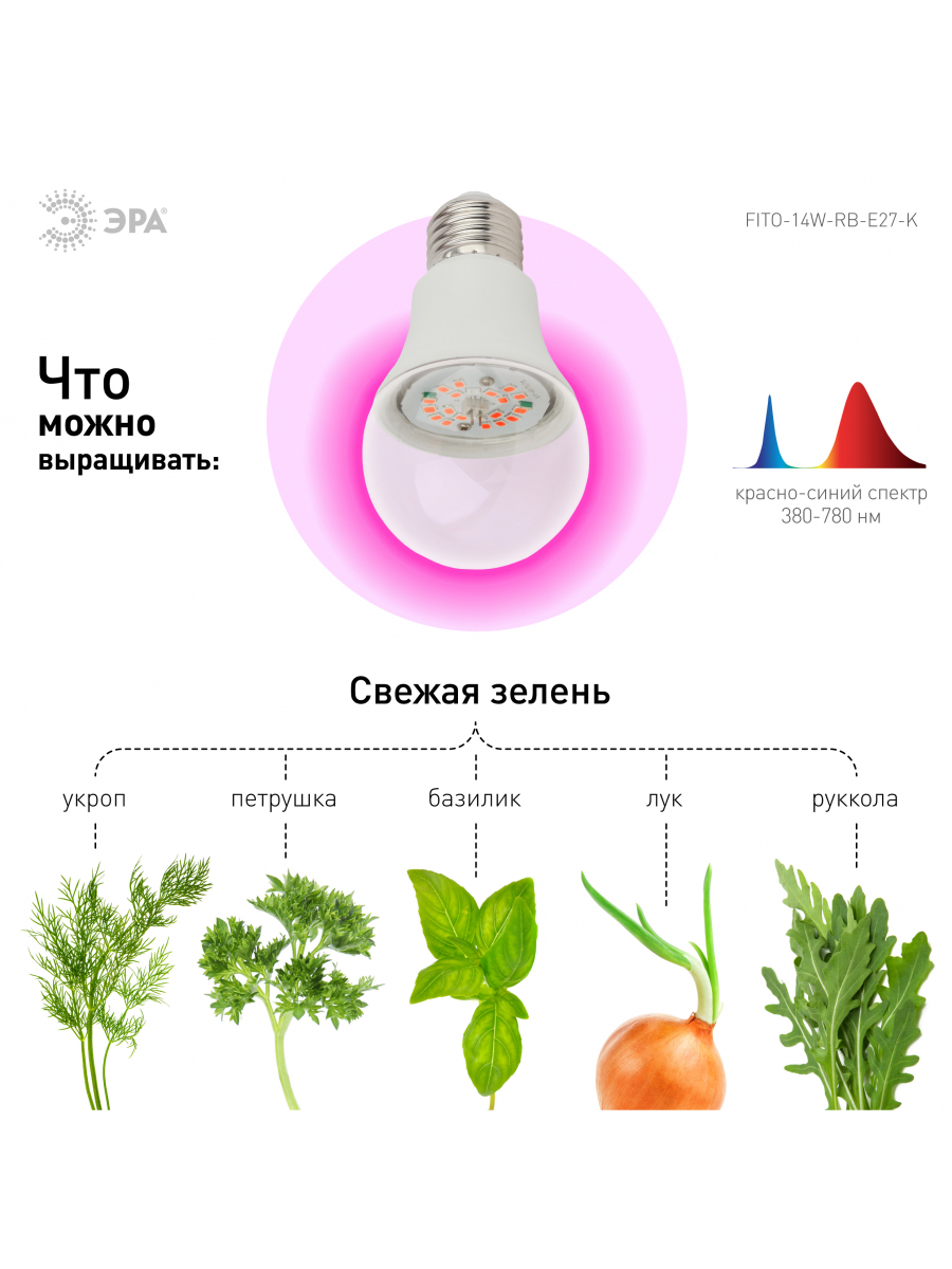 Изображение товара Лампа красно-синего спектра ЭРА FITO-14W-RB-E27-K (12/36/1728)