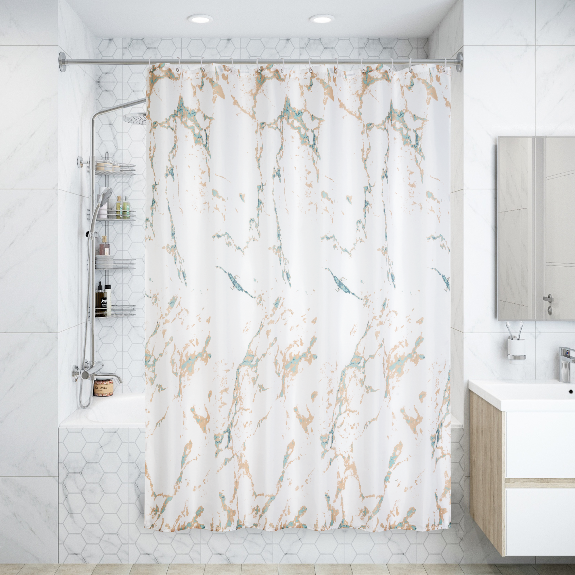 Изображение товара Штора для ванной Vidage Nebbia 180x200 см полиэстер белый водоотталкивающая