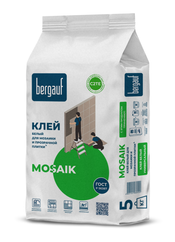 Клей для мозаики и прозрачной плитки Bergauf Mosaik 5 кг