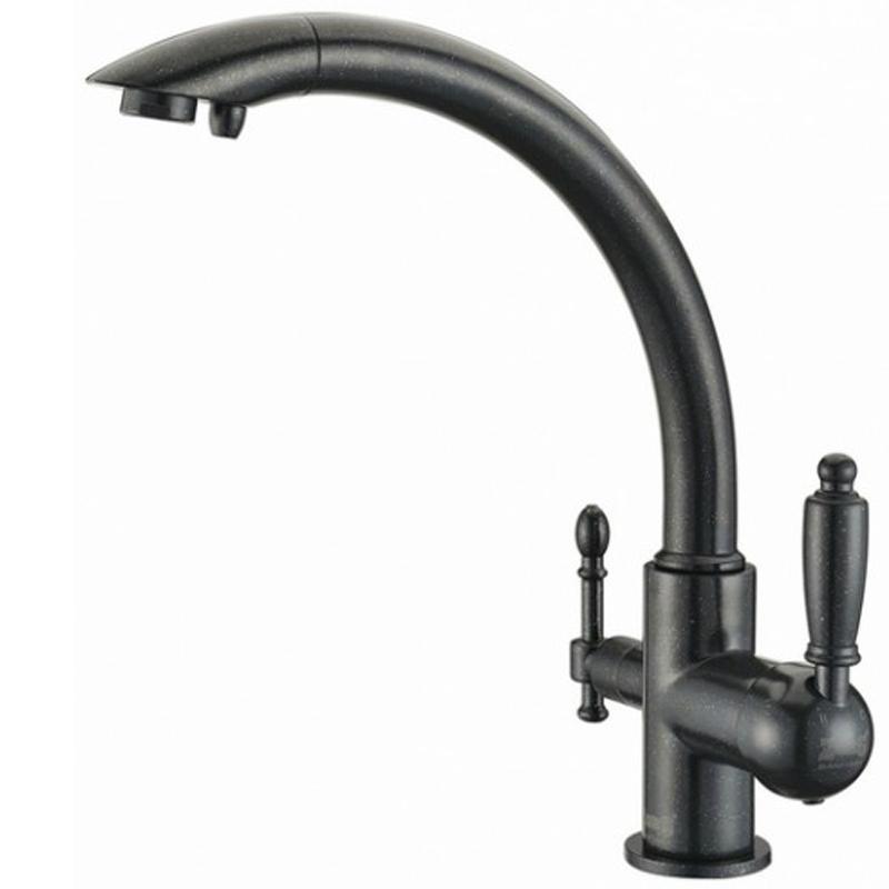 Изображение товара ZORG Sanitary ZR 314 YF-33 смеситель черный металл для кухни