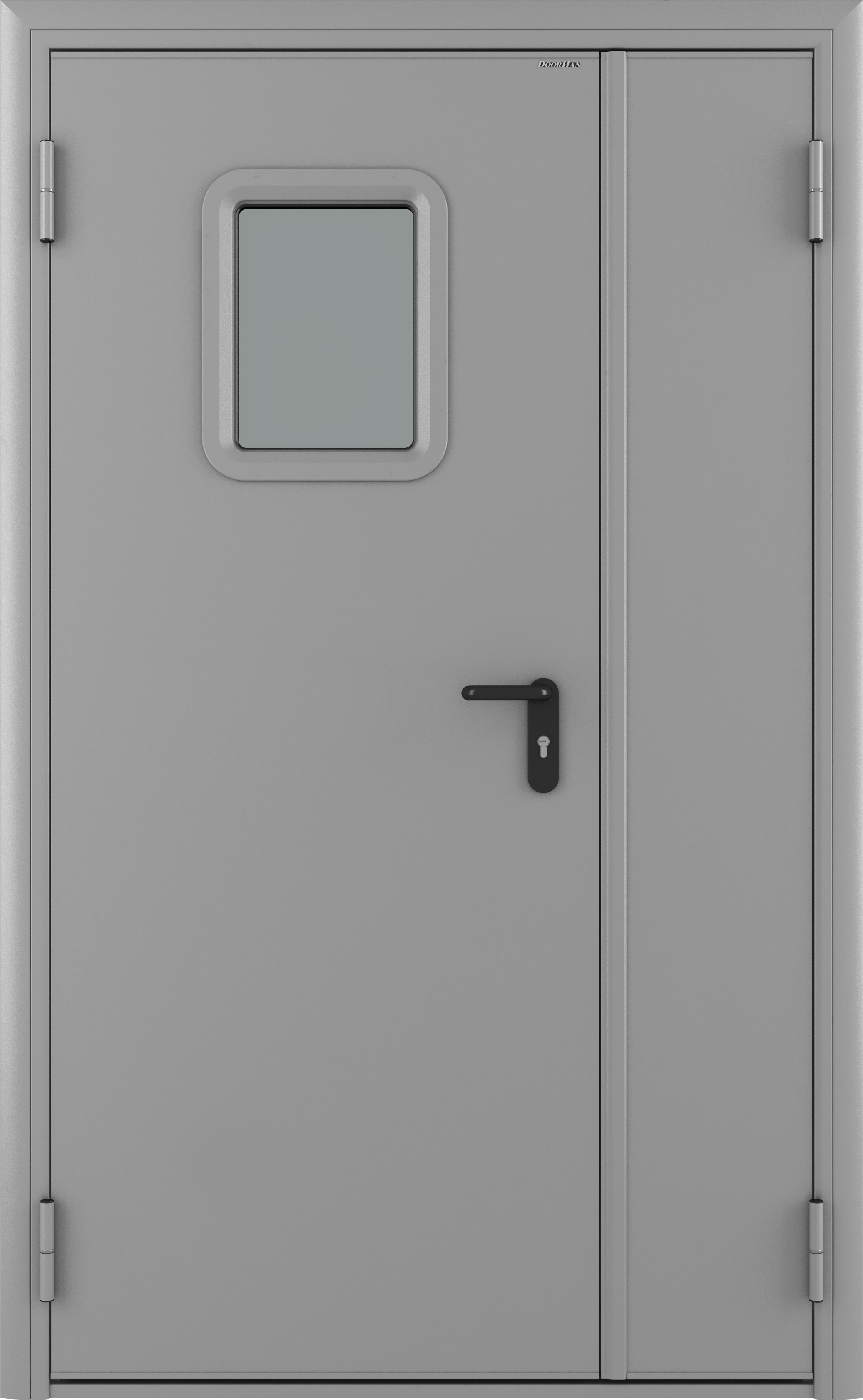 Изображение товара Дверь техническая остекленная 1350x2050 мм левая цвет светло-серый RAL7035