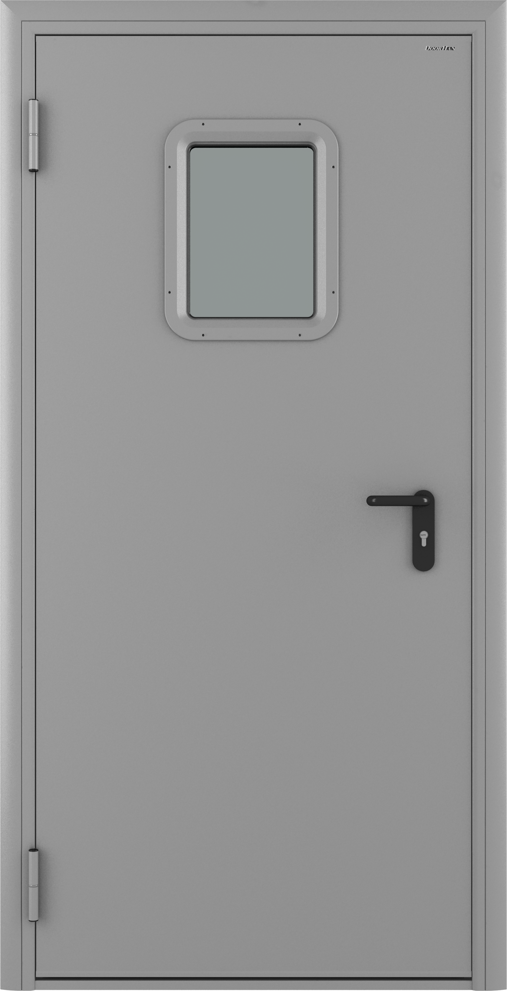 Изображение товара Дверь техническая остекленная 880x2050 мм левая цвет светло-серый RAL7035