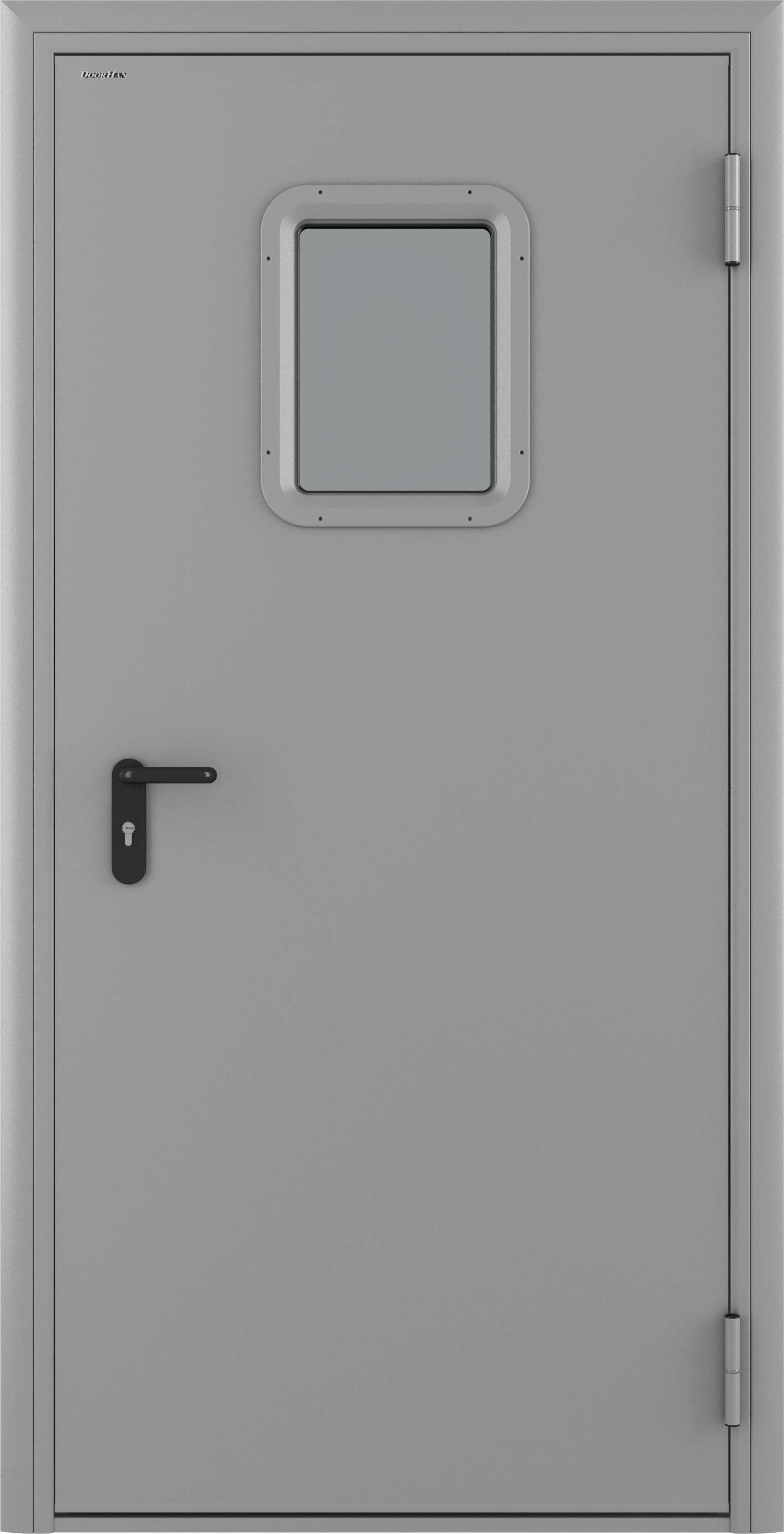 Изображение товара Дверь техническая остекленная 980x2050 мм правая цвет светло-серый RAL7035