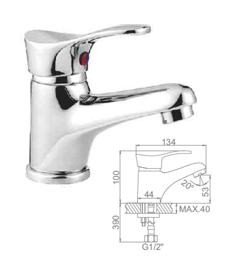 Изображение товара Смеситель LEDEME L1014-B для раковины с рычажным управлением, хром