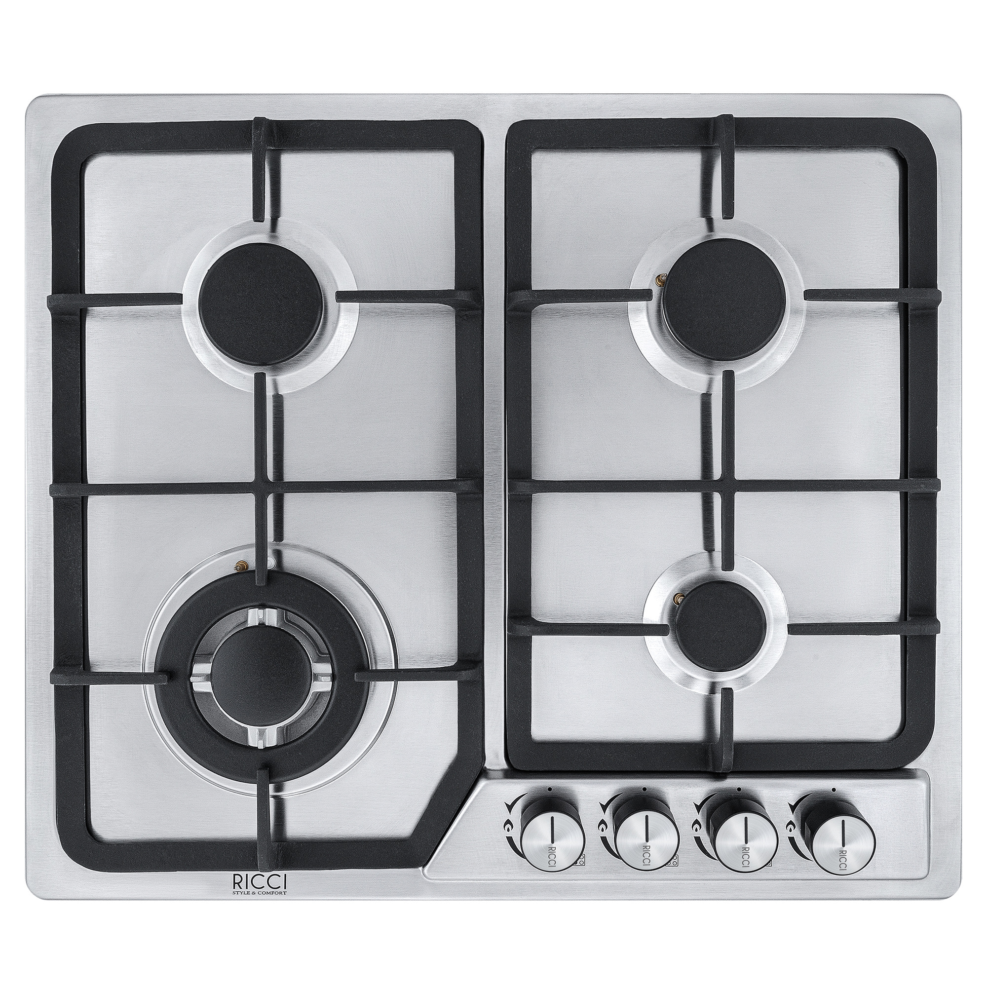Изображение товара Газовая варочная панель Ricci HBS4501D 51 см 4 конфорки цвет стальной серый