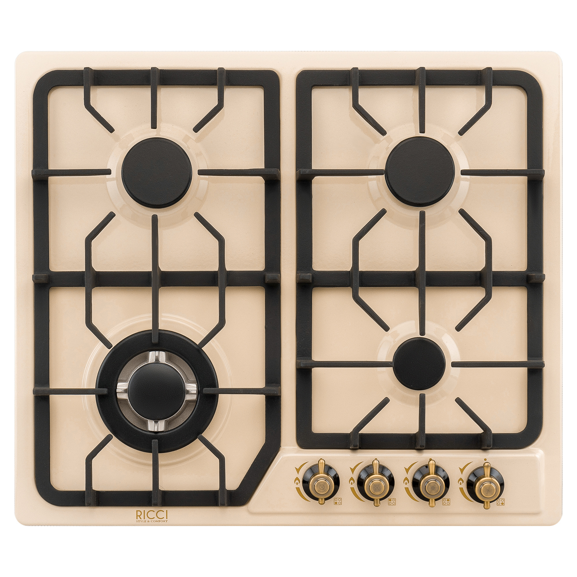 Изображение товара Газовая варочная панель Ricci HBS4501RD 51 см 4 конфорки цвет бежевый