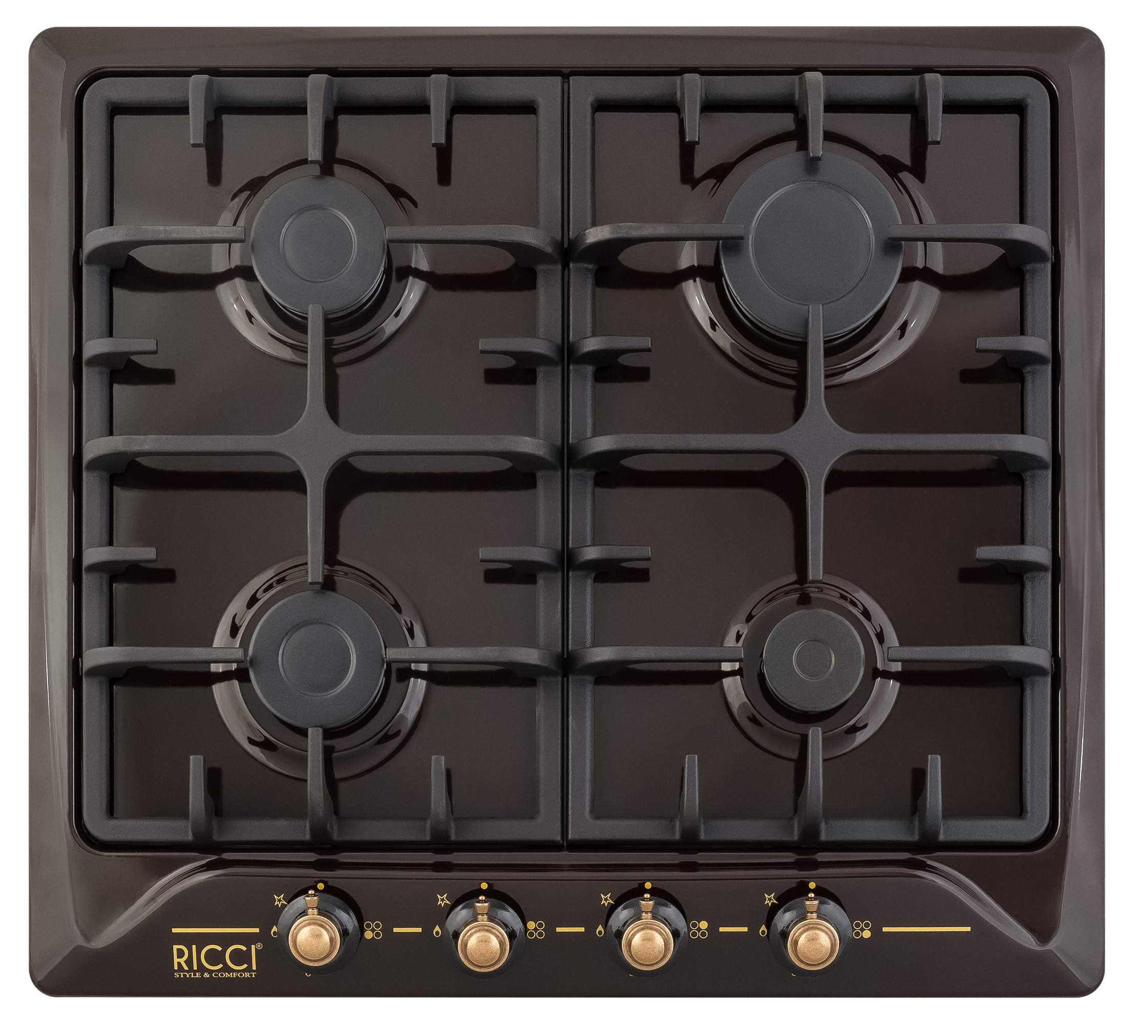 Изображение товара Газовая варочная панель Ricci RGN-620BR 59 см 4 конфорки темно-коричневая