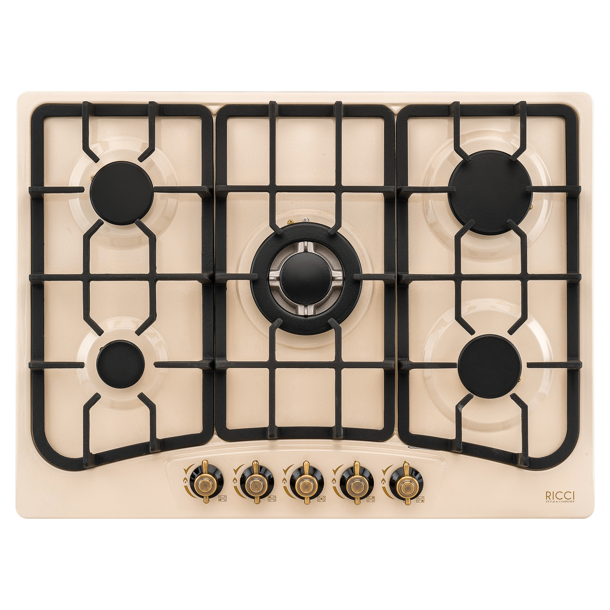 Изображение товара Газовая варочная панель Ricci HBS 5711RD 68 см 5 конфорок цвет бежевый