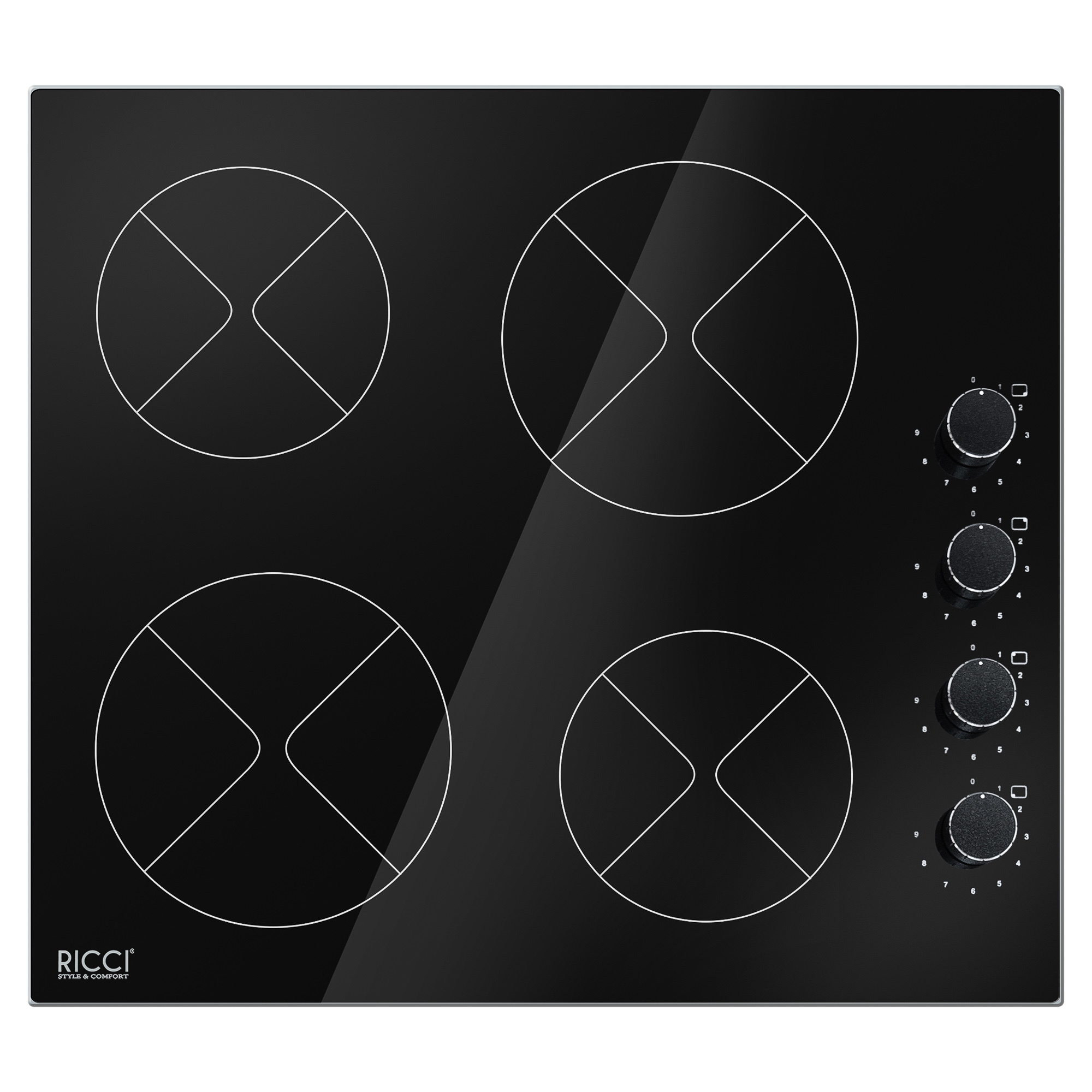 Изображение товара Стеклокерамическая варочная панель Ricci DTL-D46003F 59 см черный