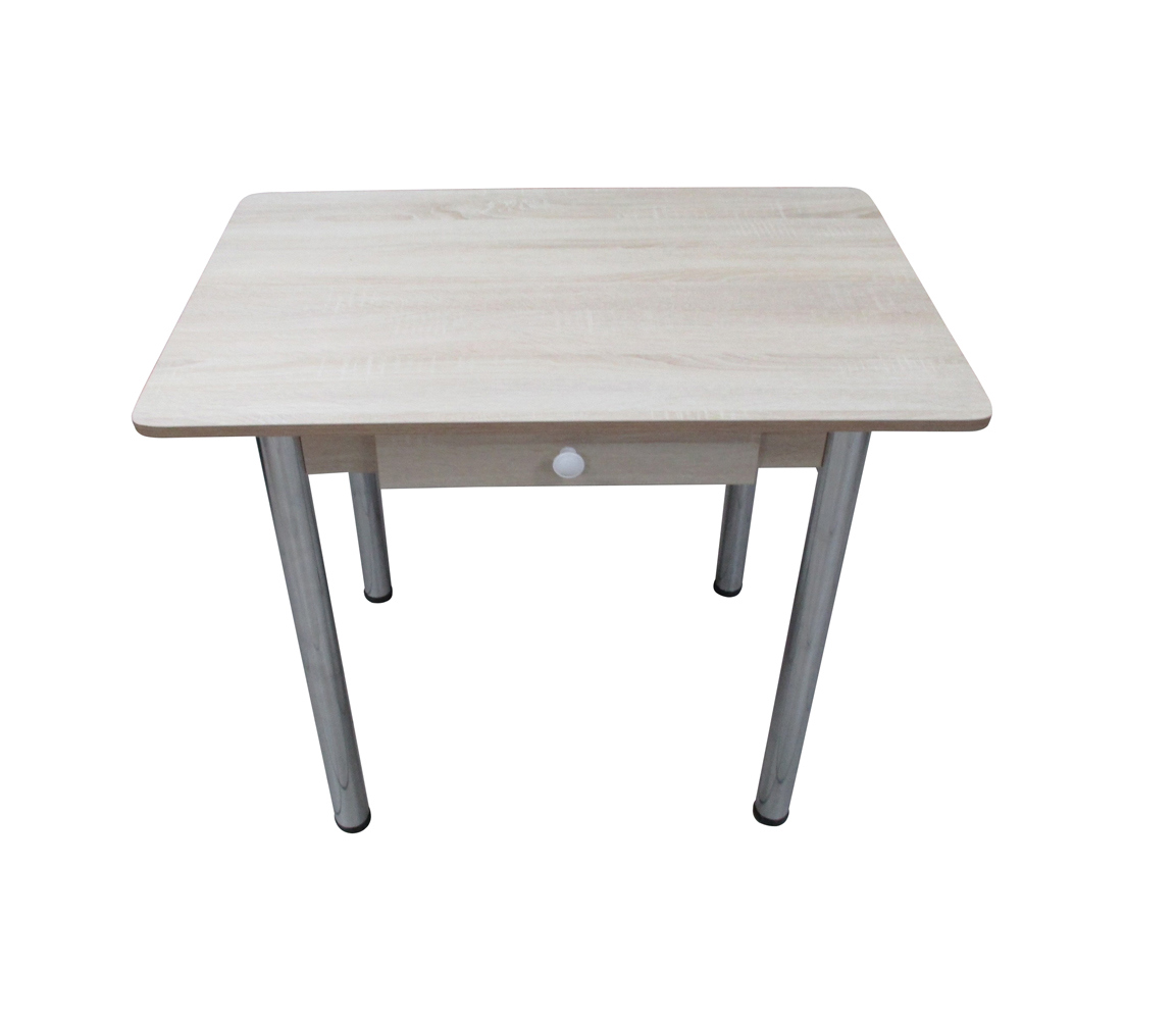 Изображение товара Стол прямоугольный с ящиком 90x60 см Дуб сонома хромированные ножки