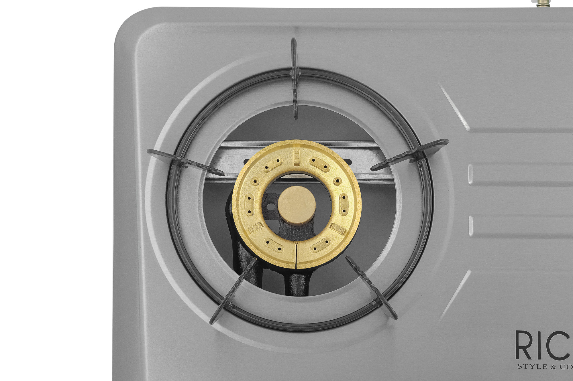 Изображение товара Газовая настольная плита Ricci RGH-702C 2 конфорки нерж. сталь с пьезоподжигом