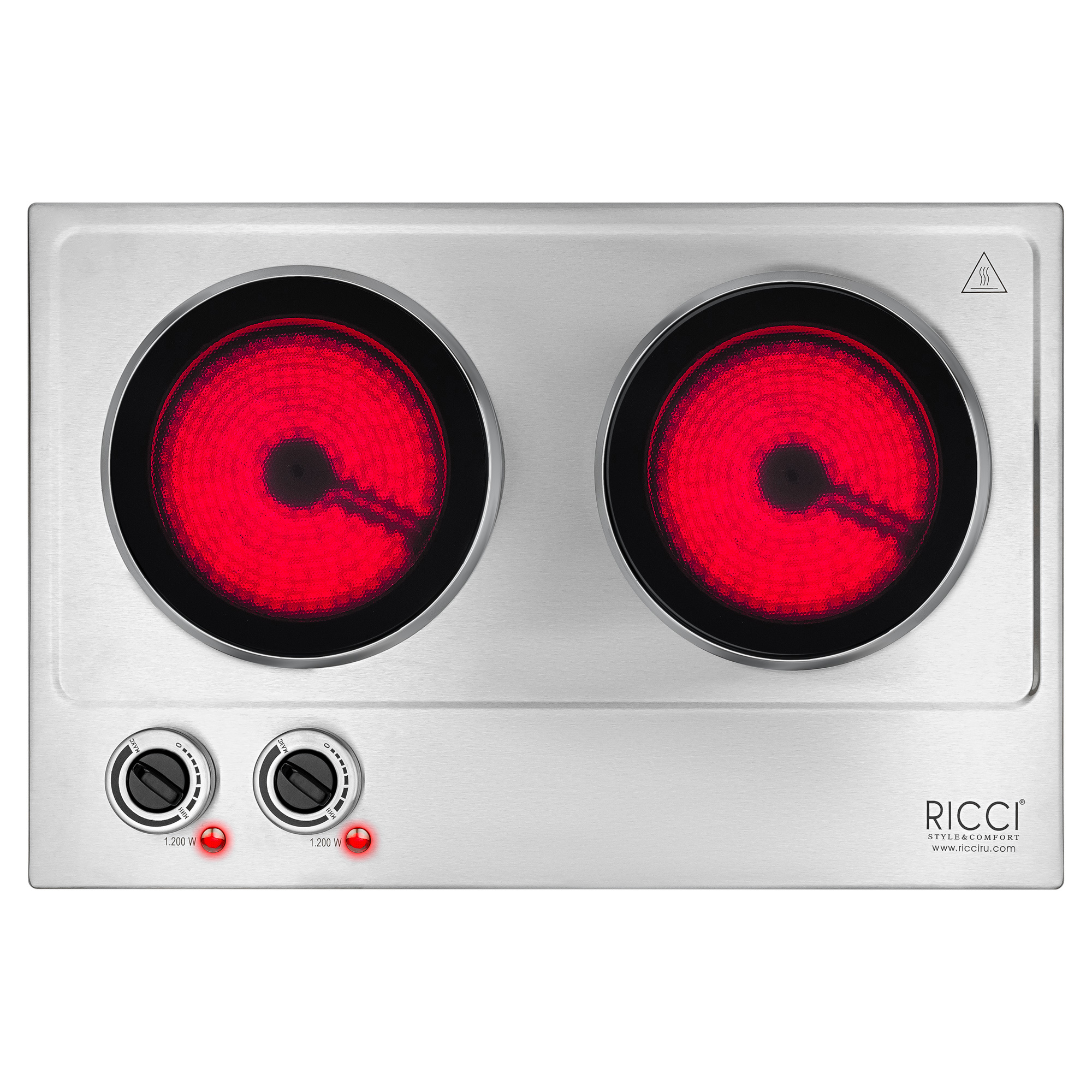 Изображение товара Электрическая настольная плита Ricci RIС-202C 2 конфорки 50 см серый