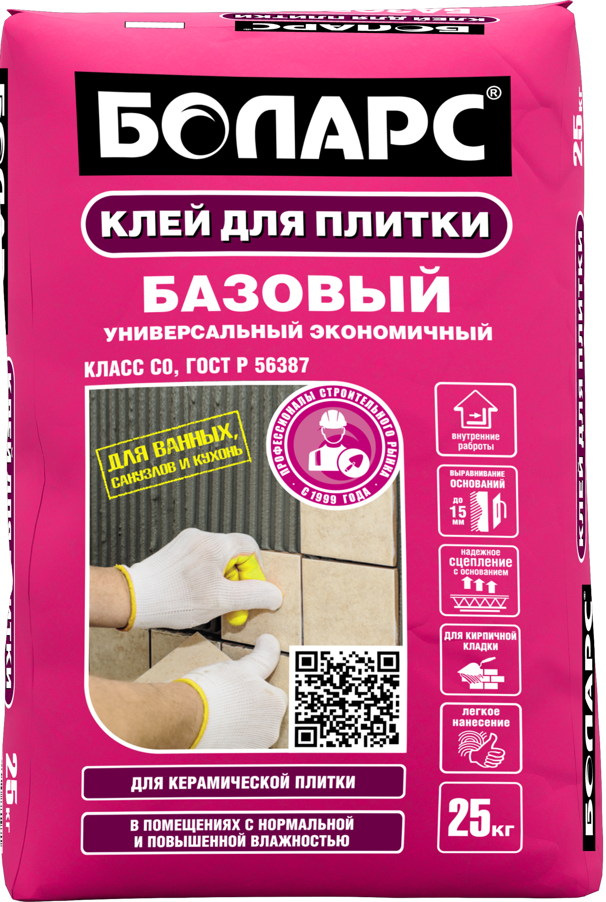 Изображение товара Клей для плитки Боларс Базовый 25 кг для внутреннего использования