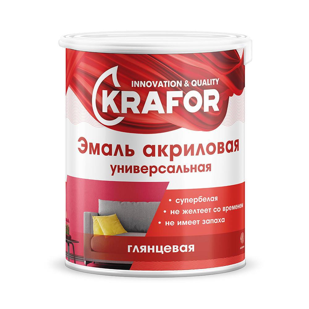 Изображение товара Эмаль акриловая Krafor глянцевая цвет белый 3 кг Изображение товара Эмаль акриловая Krafor глянцевая цвет белый 3 кг