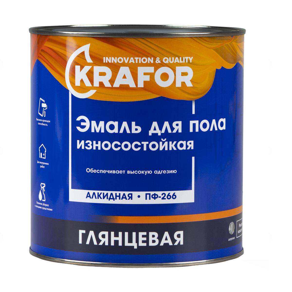 Изображение товара Эмаль Krafor Пф-266 цвет красно-коричневый 2.7 кг
