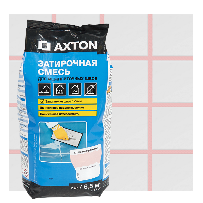 Изображение товара Затирка цементная Axton А 610 светло-розовая 2 кг для плитки и камня