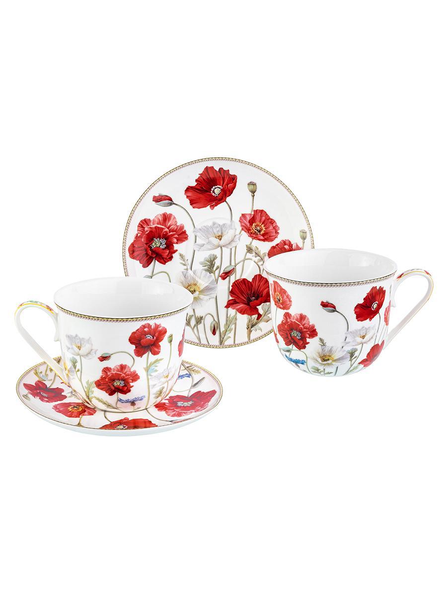 Изображение товара Чайная пара из фарфора серии Маки 4 предмета 500 мл New Bone China