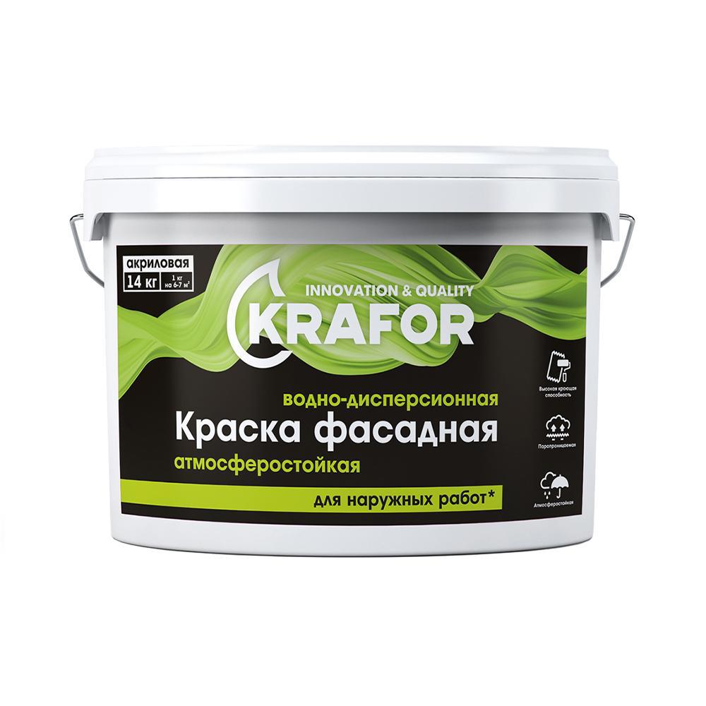 Изображение товара Краска Фасадная Krafor 30515 атмосферостойкая белая 14 кг Изображение товара Краска Фасадная Krafor 30515 атмосферостойкая белая 14 кг