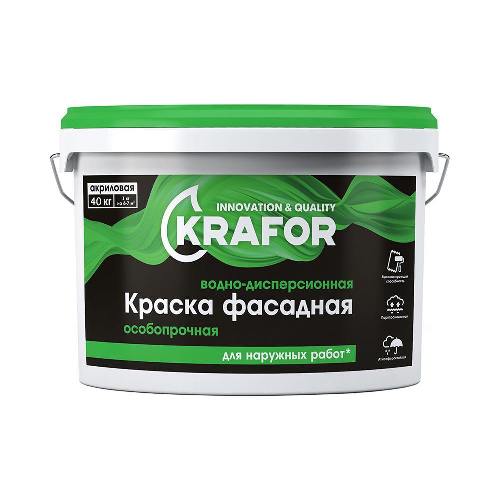 Изображение товара Краска Фасадная особопрочная Krafor 30224 белая 40 кг