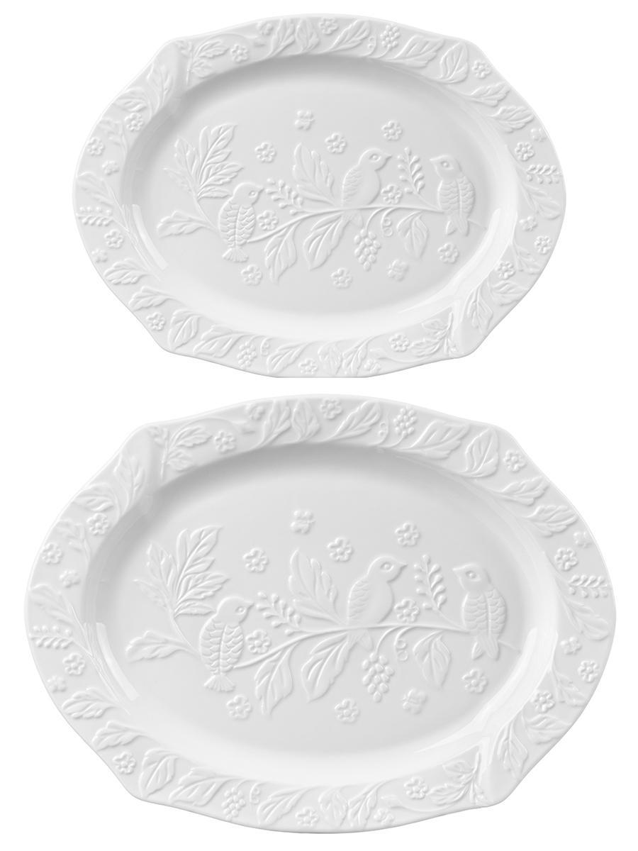 Изображение товара Набор из 2 блюд для сервировки Птички ELAN GALLERY 30.5x23 и 25.5x19 см фарфор