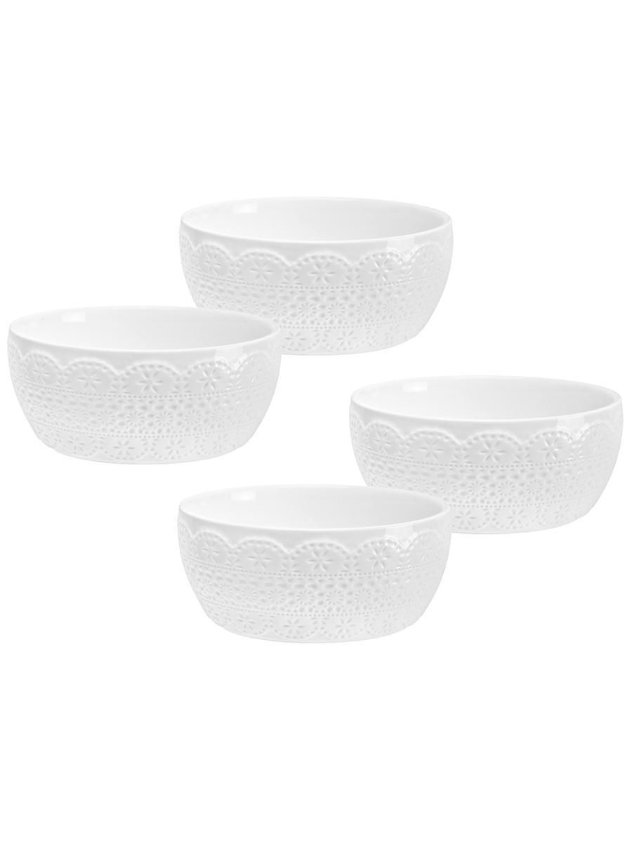 Изображение товара Салатник 600 мл 14x14x6 см 600 мл Elan Gallery Кружево, 4 штуки