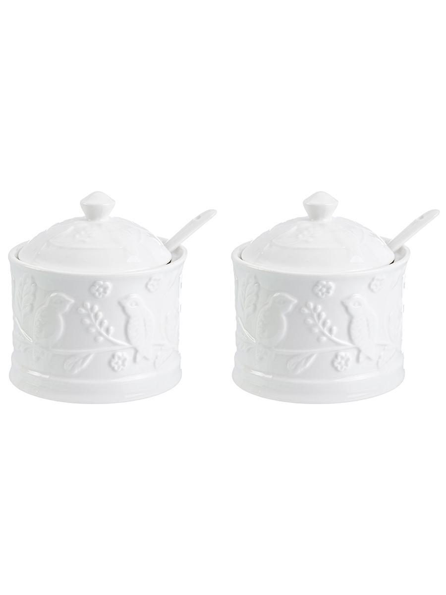 Изображение товара Набор 2 сахарниц из фарфора Птички на ветке 270 мл Elan Gallery белый