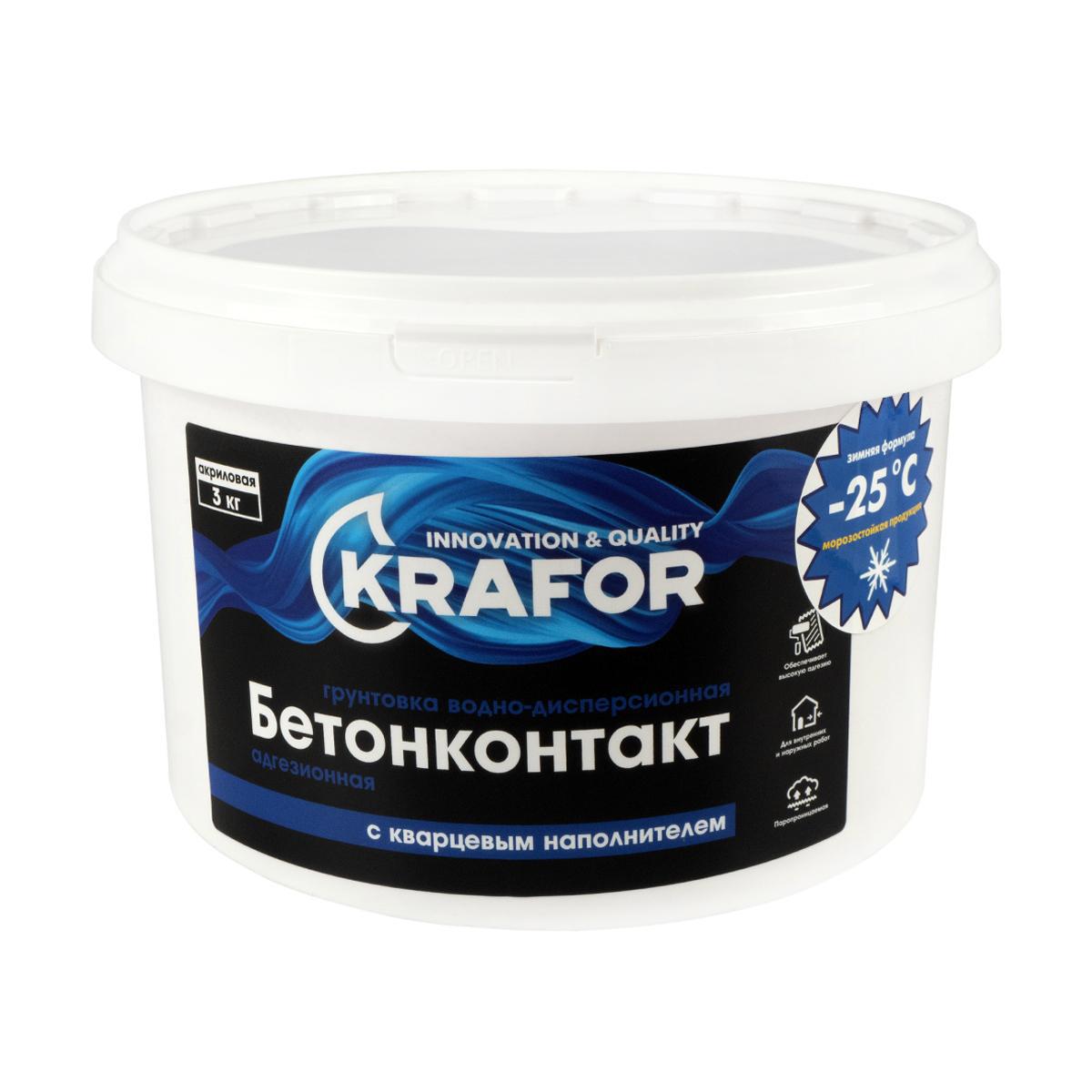 Изображение товара Грунтовка Бетон-контакт Krafor 27340, 3 кг