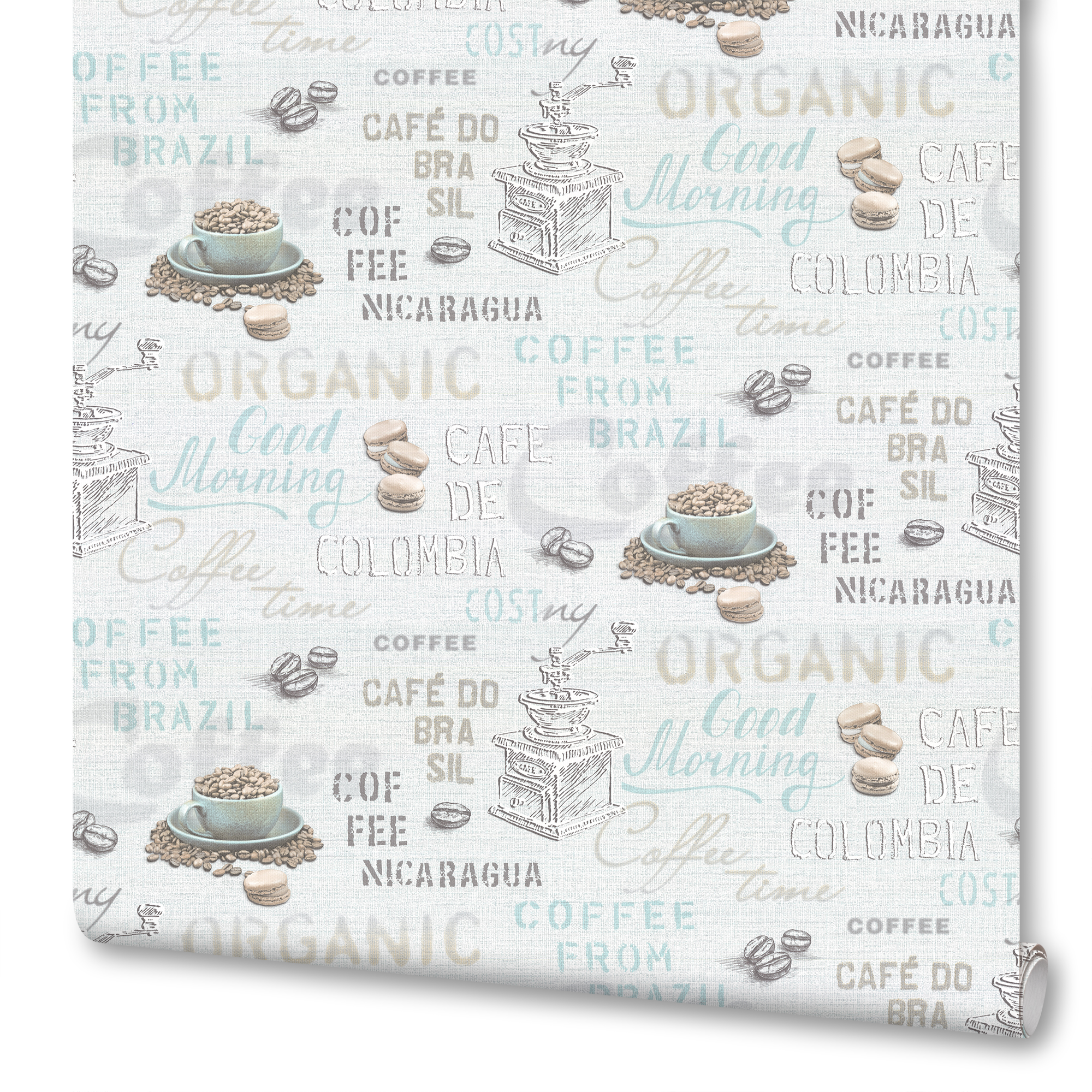 Изображение товара Флизелиновые обои Кофе белые 1.06 м 10м рулон Влагостойкие для кухни