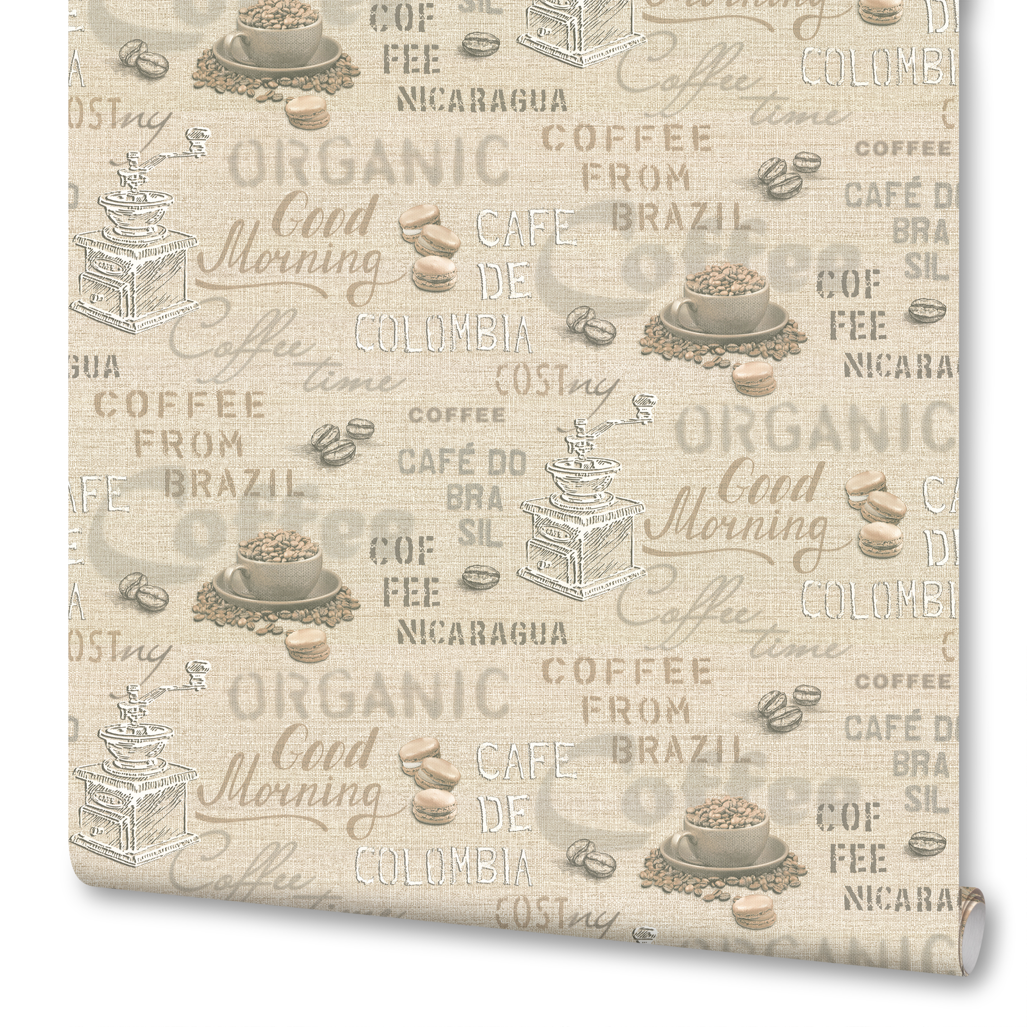 Изображение товара Флизелиновые обои Кофе бежевые 1.06 м 10557-03 для кухни высокой влагостойкости