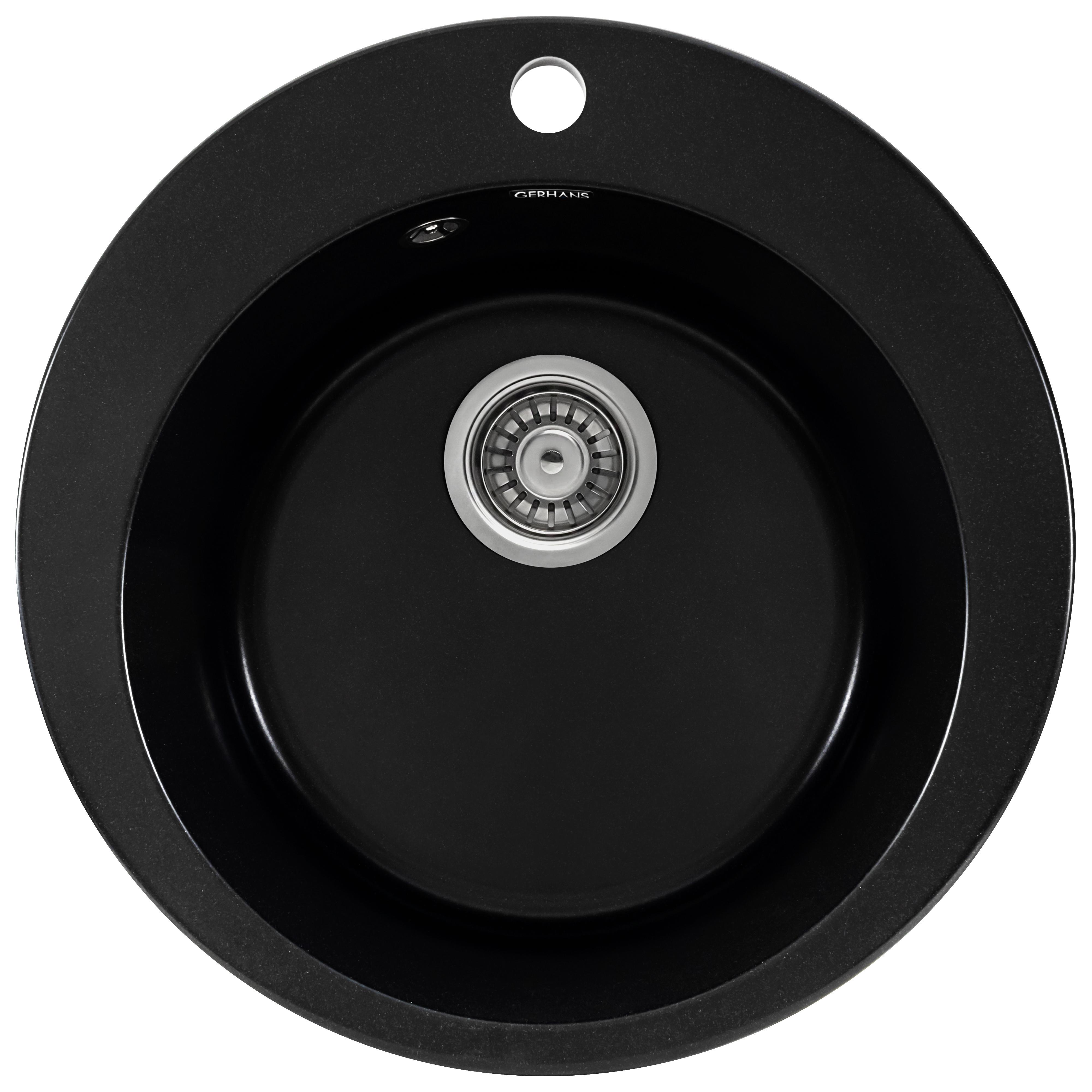 Изображение товара Мойка для кухни из искусственного камня Gerhans A04-25 оникс 495х495 мм полуматовая