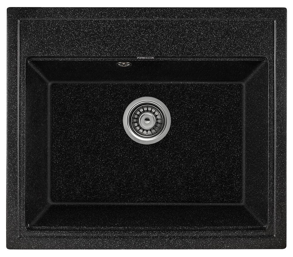 Изображение товара Мойка кухонная из искусственного камня Gerhans A12-22 черная 595х515 мм