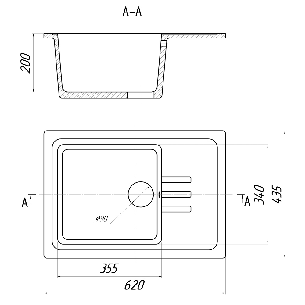 Изображение товара Мойка для кухни из искусственного камня Gerhans B15-21 песочная 620х435мм с крылом
