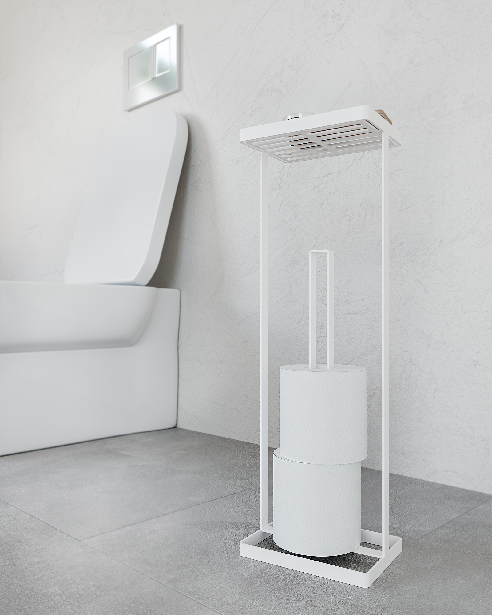 Изображение товара Держатель туалетной бумаги со столиком Март Island белый для ванной