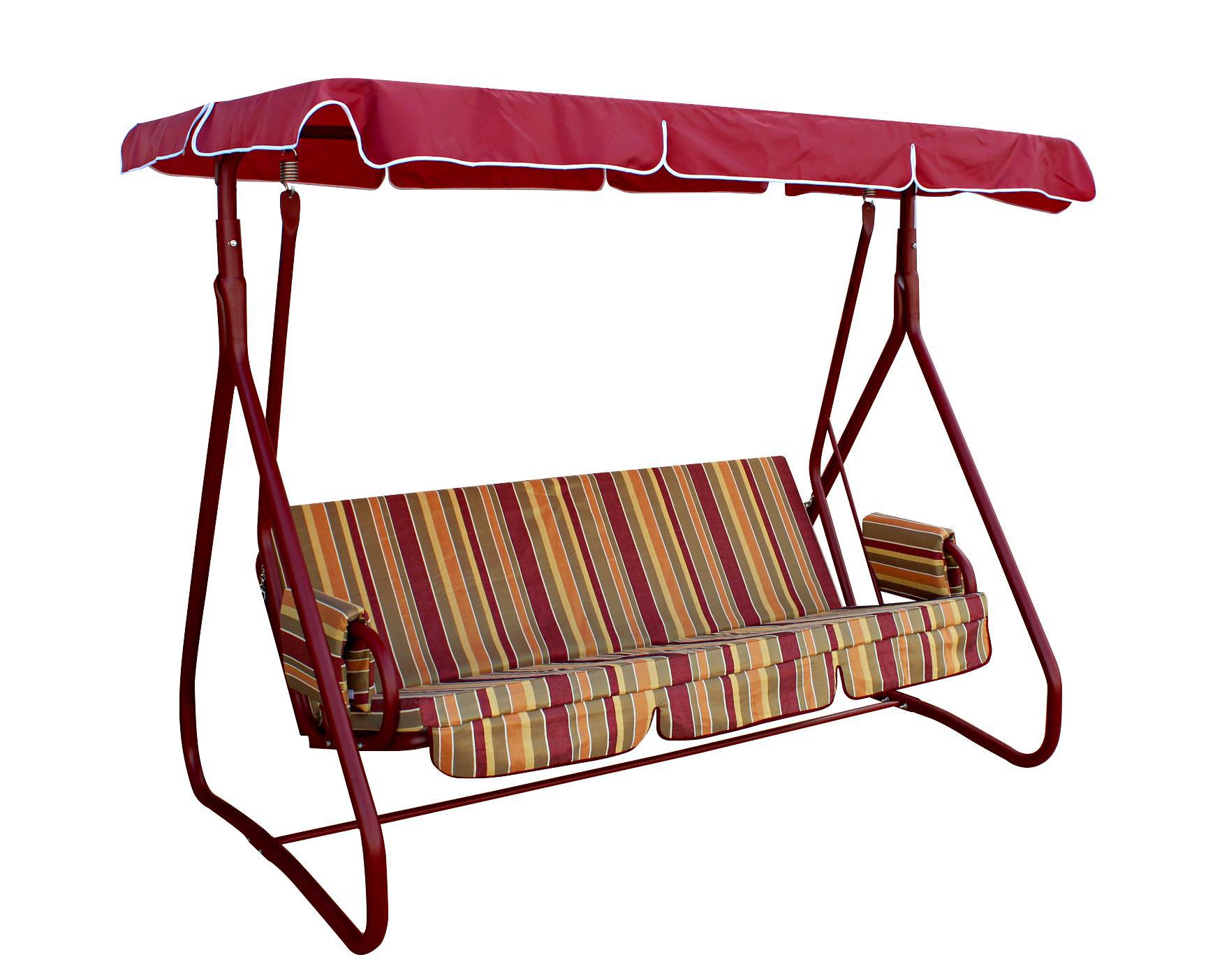 Изображение товара Садовые качели Zalger garden бридж 3-х местные, красные, с регулируемой крышей