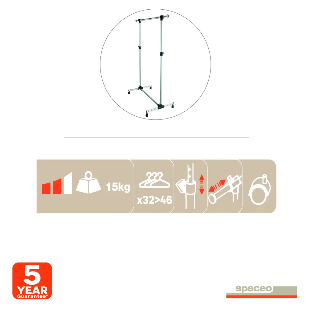 Вешалка напольная Spaceo 86.3-114x101-159x51 см сталь цвет серый - 13