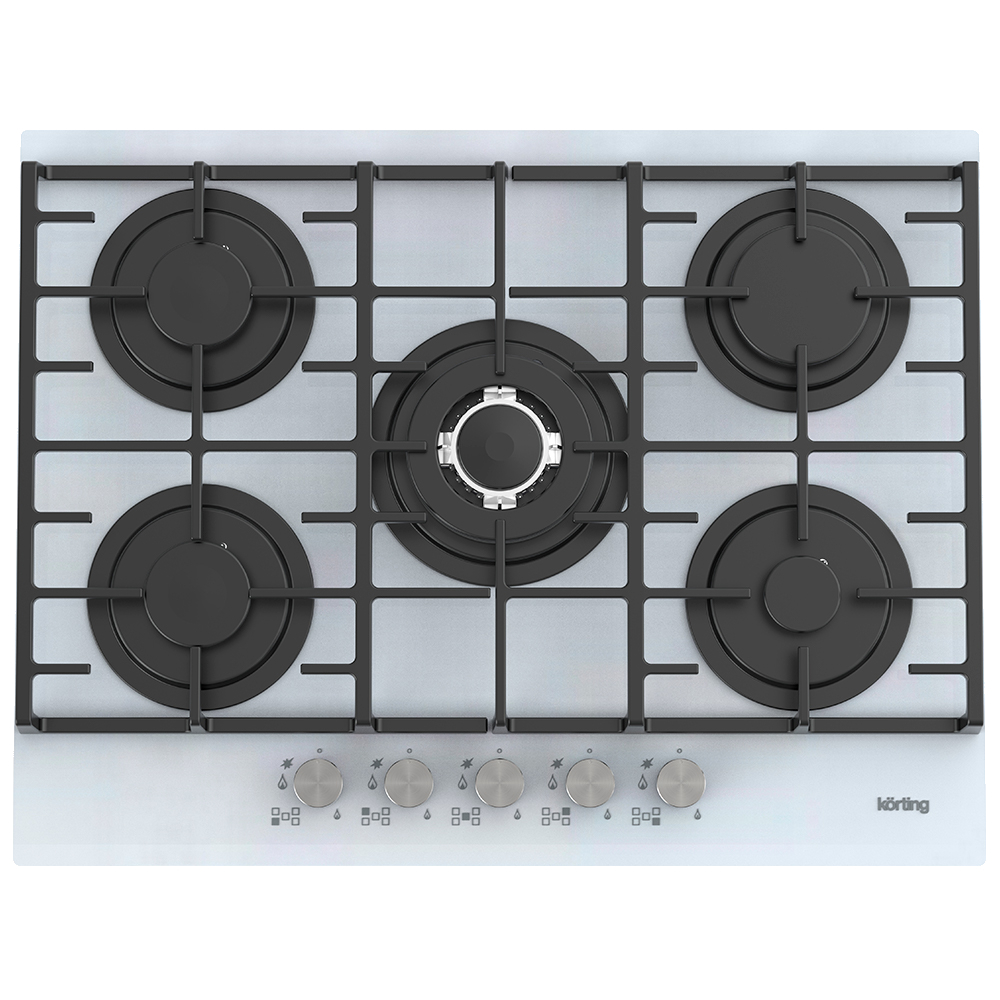 Изображение товара Газовая варочная панель Korting HGG 7835 CTW 68 см 5 конфорок закаленное стекло