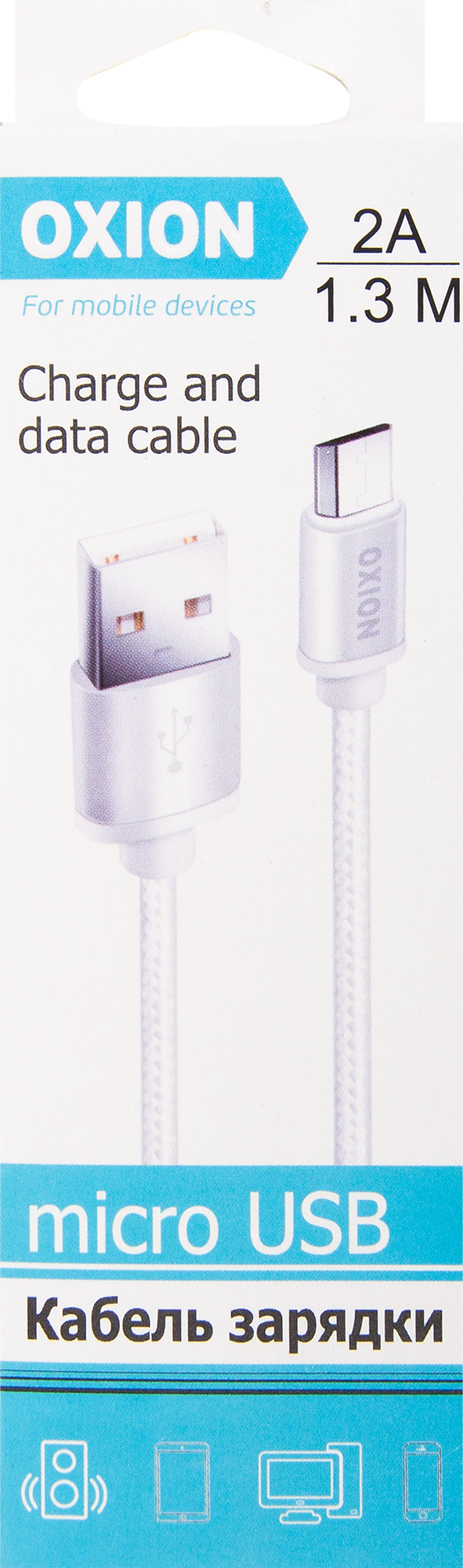 Кабель Oxion USB-micro USB 1.3 м 2 A цвет белый - 2