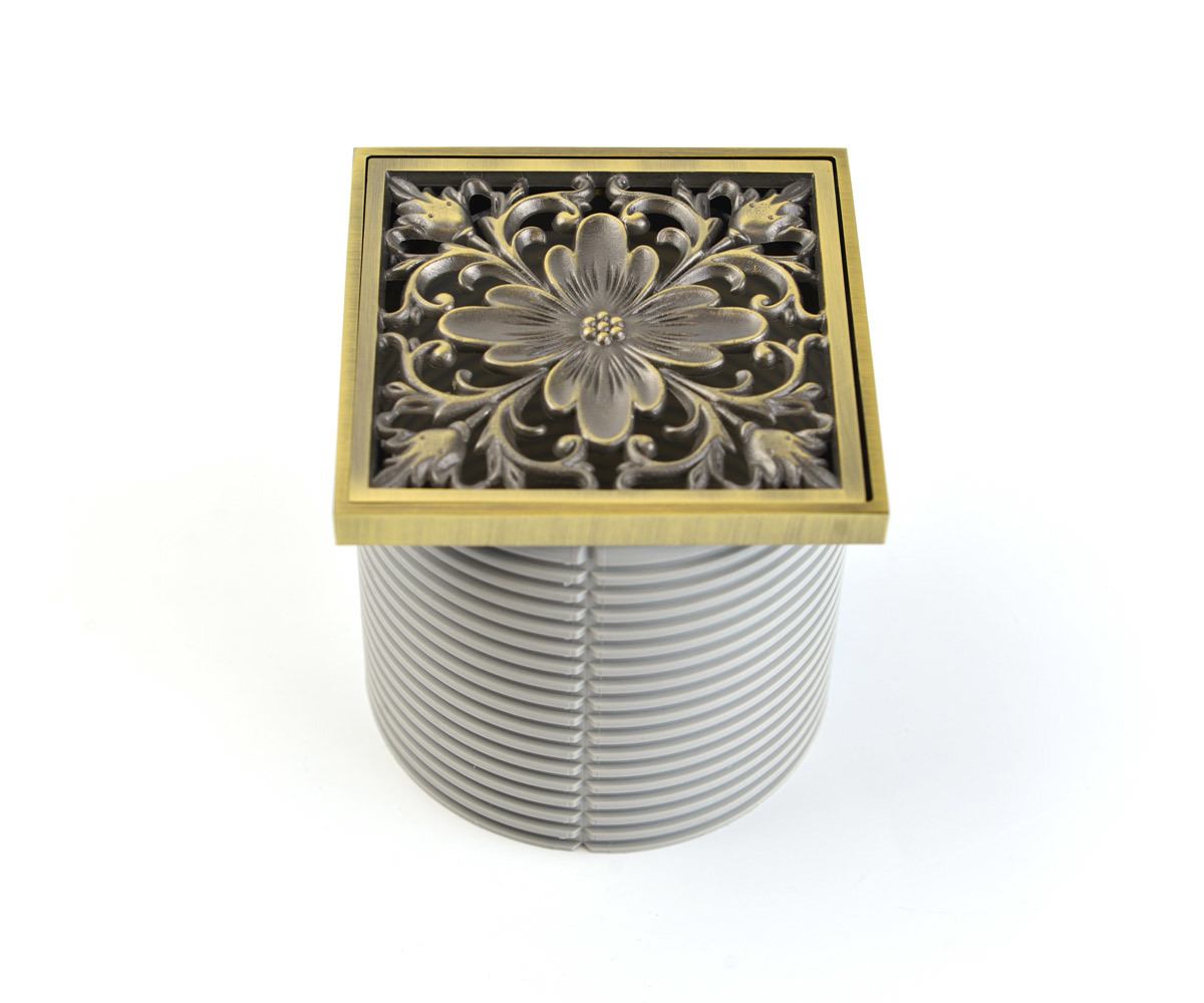 Изображение товара Бронзовая решетка для трапа Viega 21975 Цветок латунная, квадрат, 100 мм