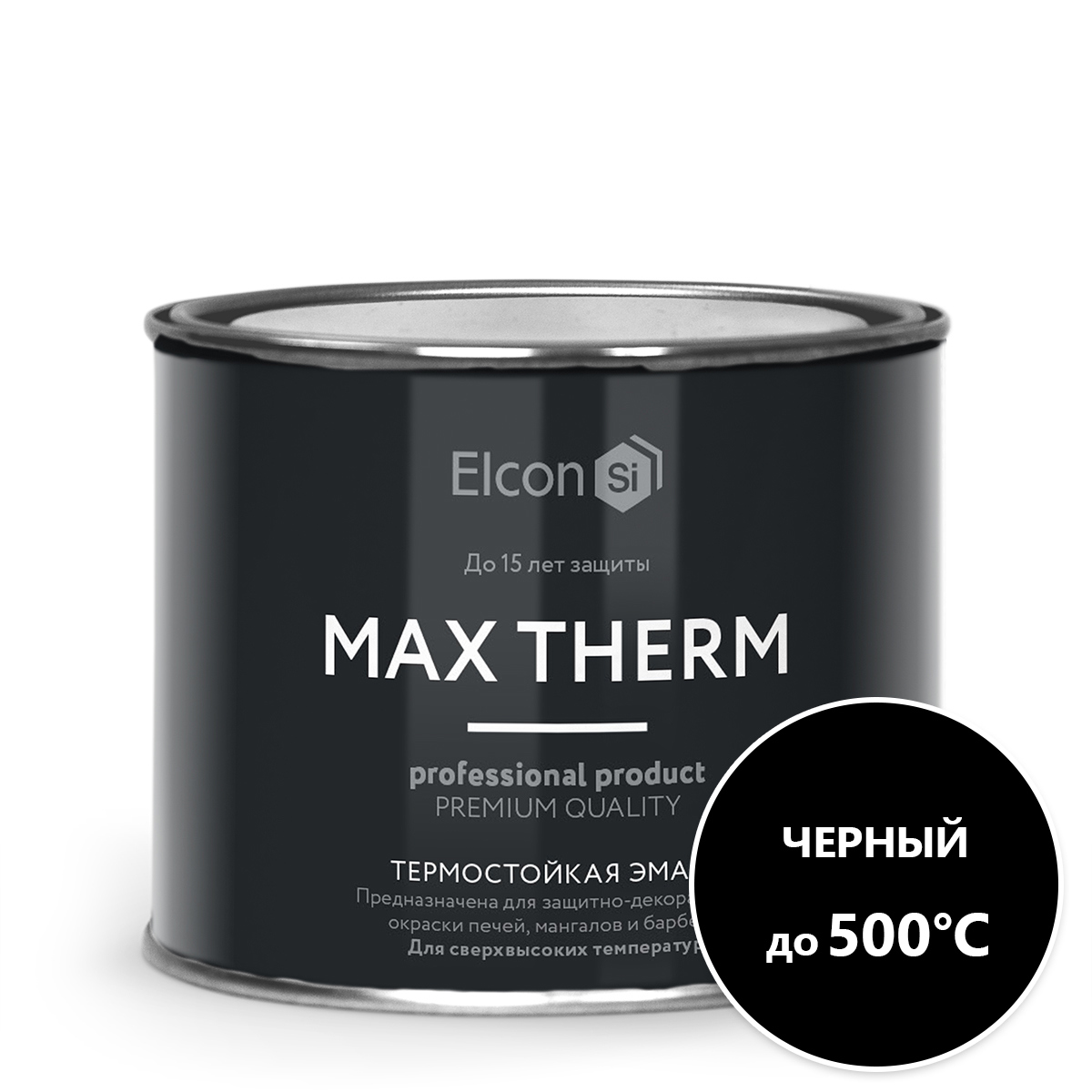 Изображение товара Эмаль термостойкая ELCON 00-00002907 цвет черный 0.5 л