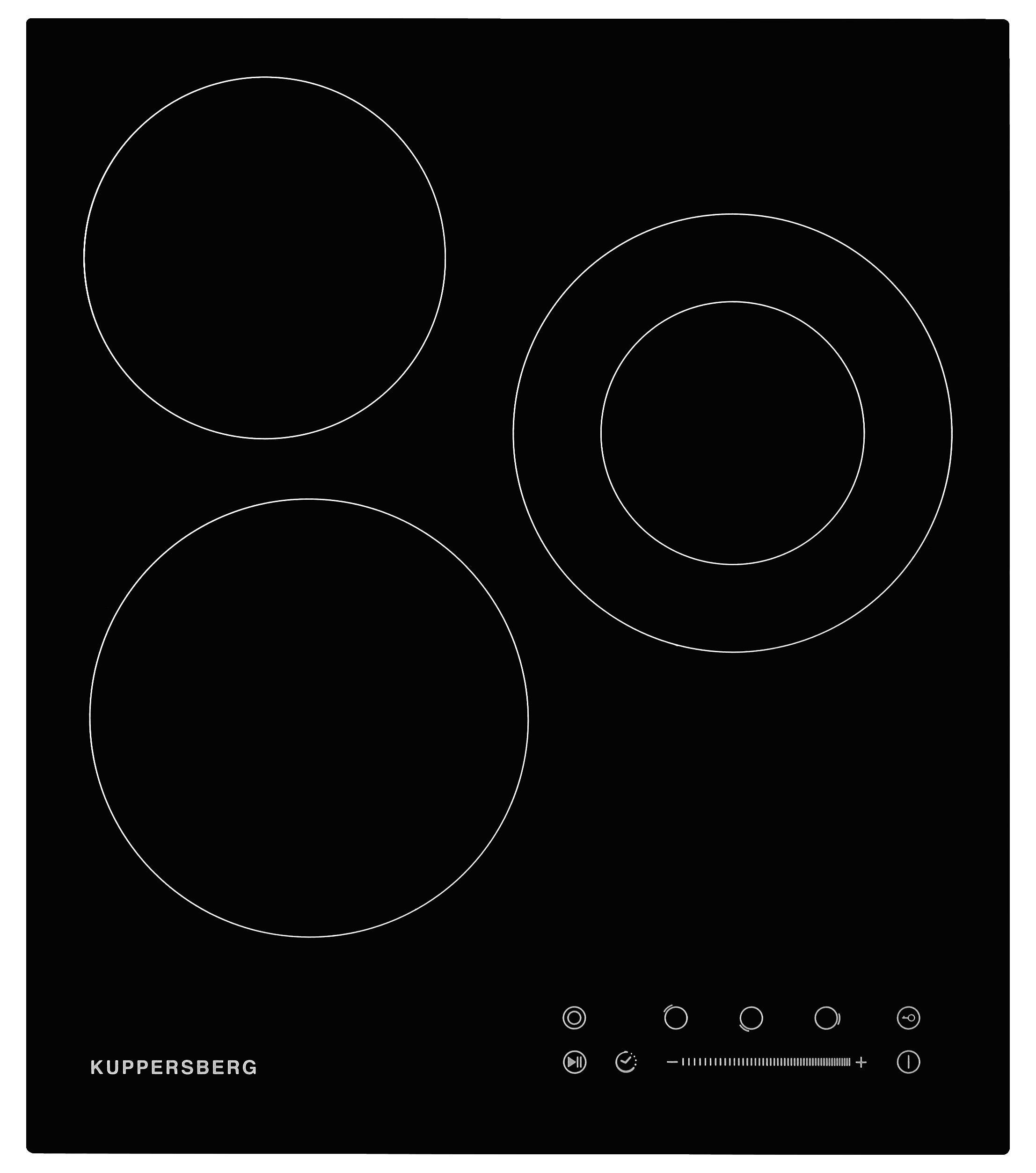 Изображение товара Стеклокерамическая варочная панель Kuppersberg ECS 402 45 см 3 конфорки цвет черный