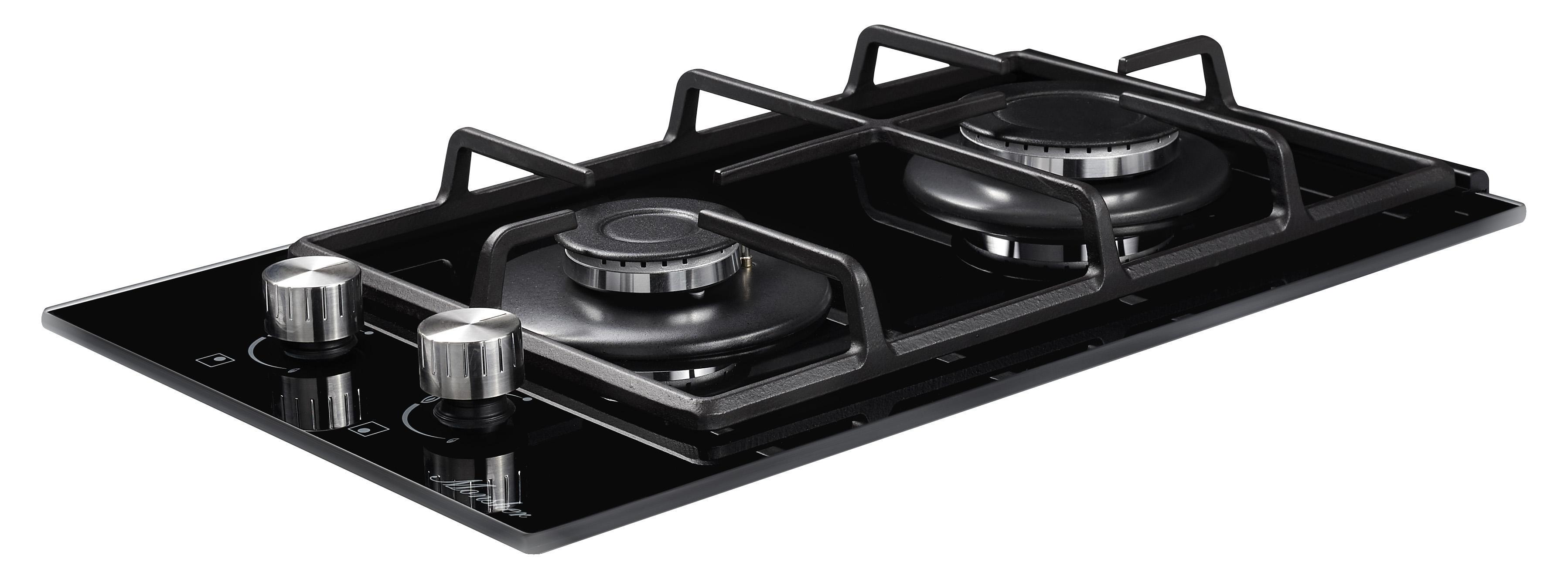 Изображение товара Газовая варочная панель Monsher MHG 33 BG 26 см 2 конфорки цвет черный