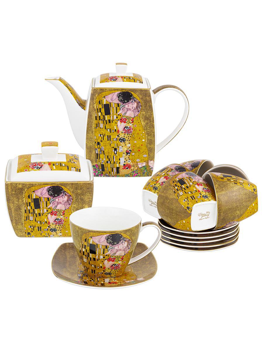 Изображение товара Чайный набор ELAN GALLERY Поцелуй 14 предметов фарфор с изображением картины Густава Климта