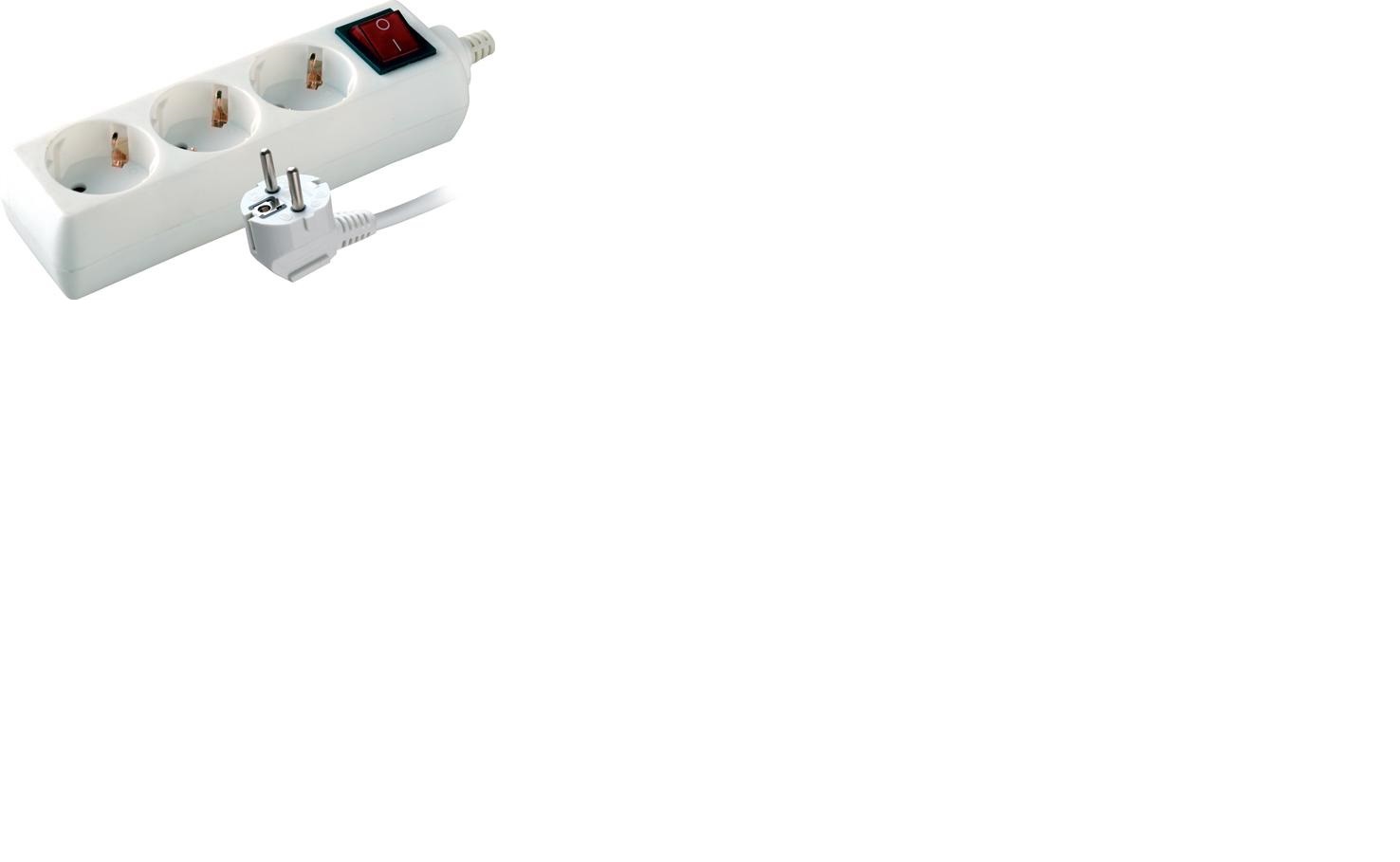 Изображение товара Удлинитель VOLSTEN 9329 с заземлением и выключателем, 5 м, 3 розетки, белый